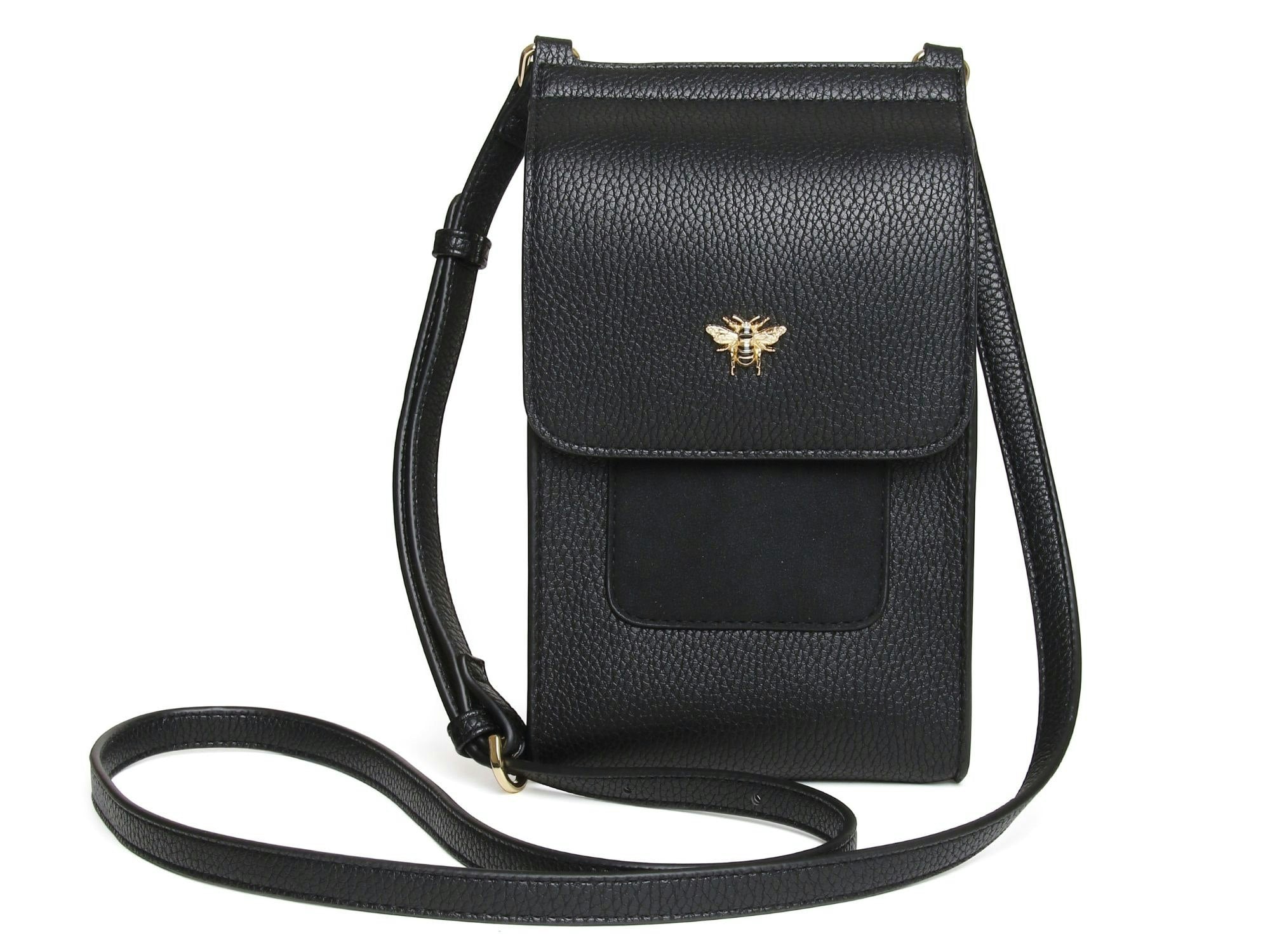 Alice Wheeler Black Mini Bloomsbury Bee Crossbody Phone Bag