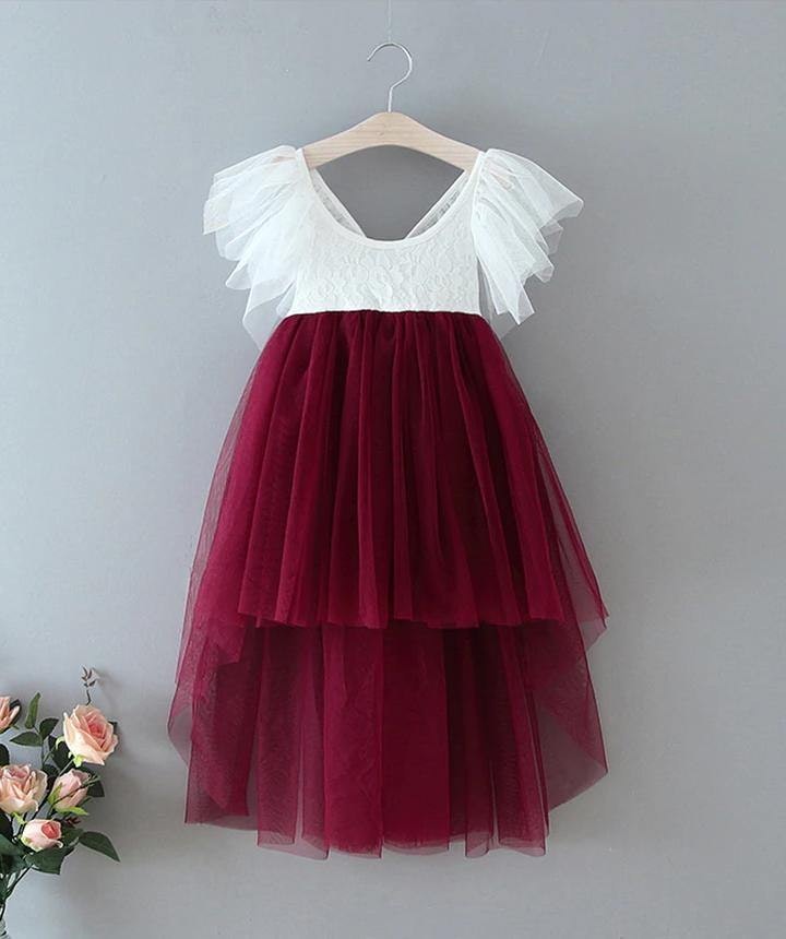 Uk Flower Girl Boutique Girls White/Burgundy/Red Uk Flower Boutique Bohemian Serendipity Dress - Wine - 9/10 Years