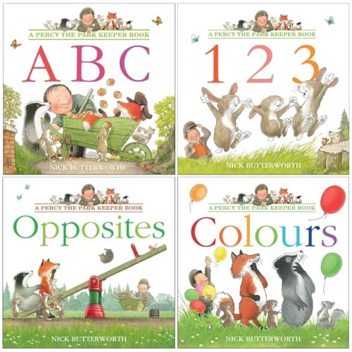 Harpercollins Percy The Park Keeper Early Learning Collection 4 Picture Books Set (Abc, 123, Colours And Opposites)
