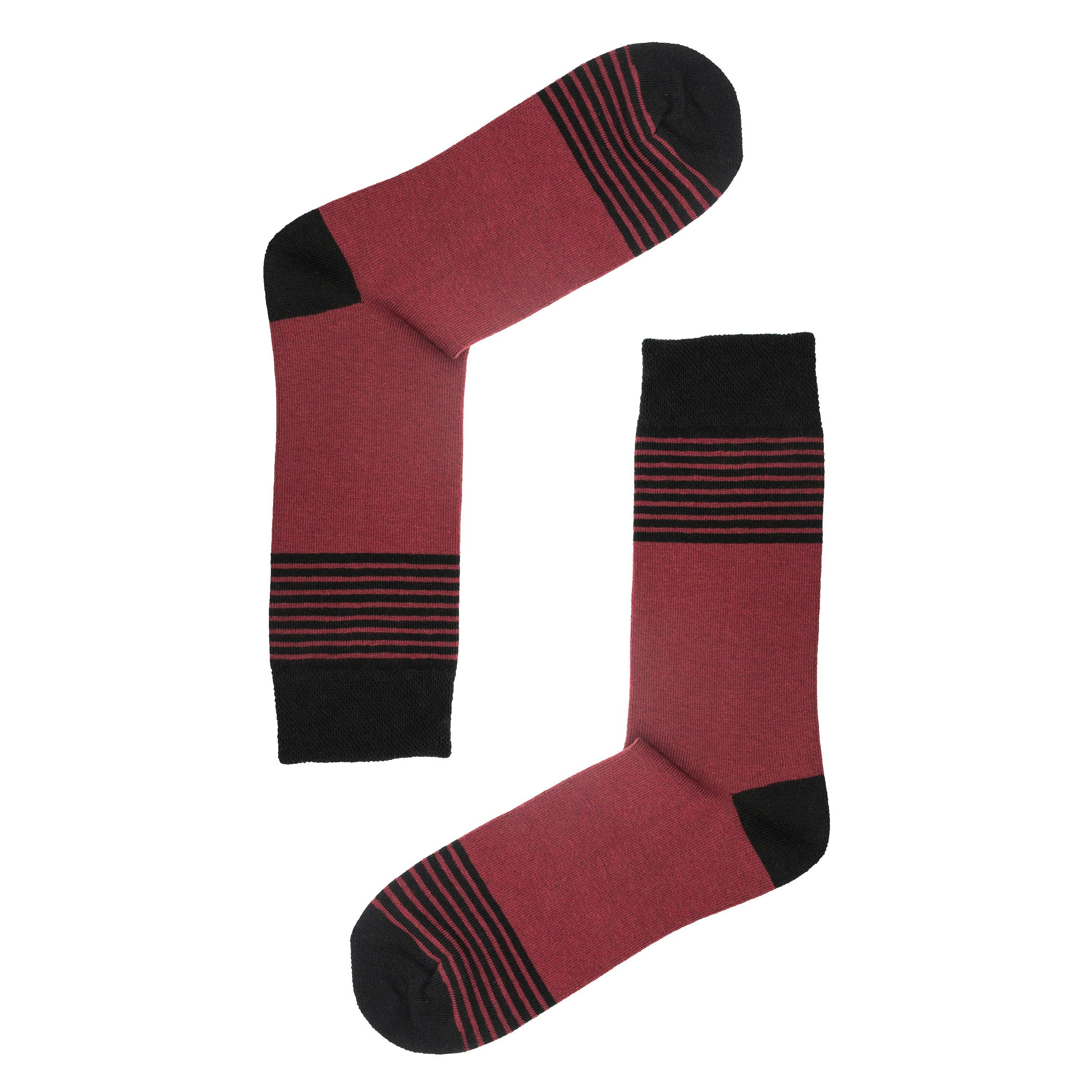 Jemsox Men's Dark/Red Fine Stripe Organic Cotton Socks | Gentle Comfort Welt Top - Large / Eur 43-46 / Uk 9-12