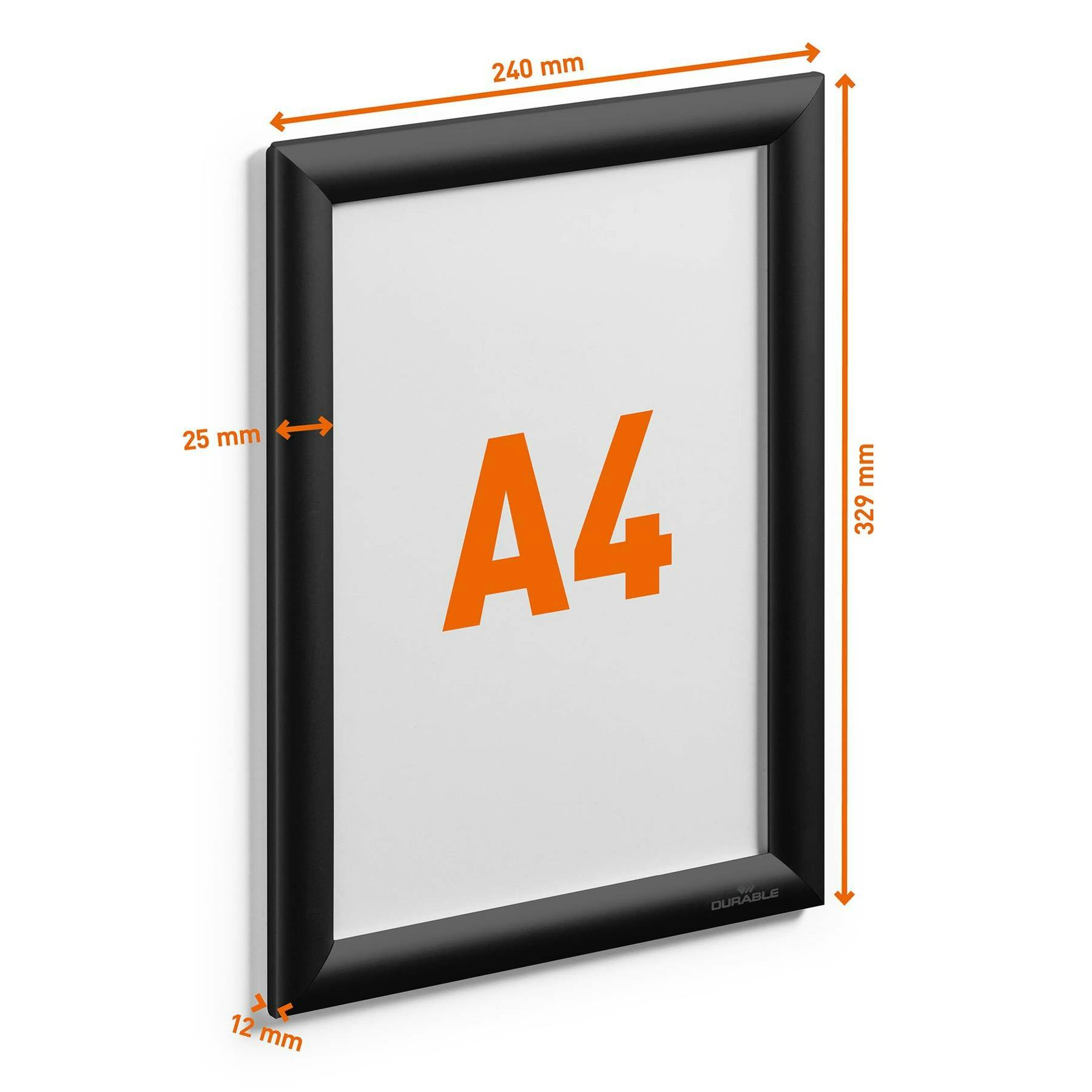 Rackhams Black Aluminium Snap Frame Retail Clip Poster Holder Notice Board | A4