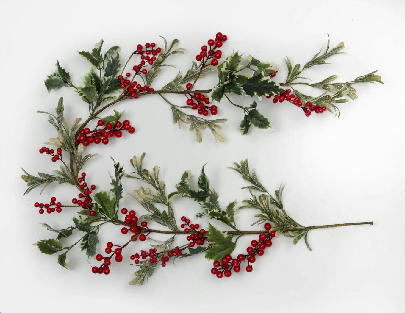 Shatchi Red 1.5M Artificial Leaves, Berries And Flowers Garland With Berries And Metal & Pvc Finish - 1.5M - Metal & Pvc - Berries & Leaves