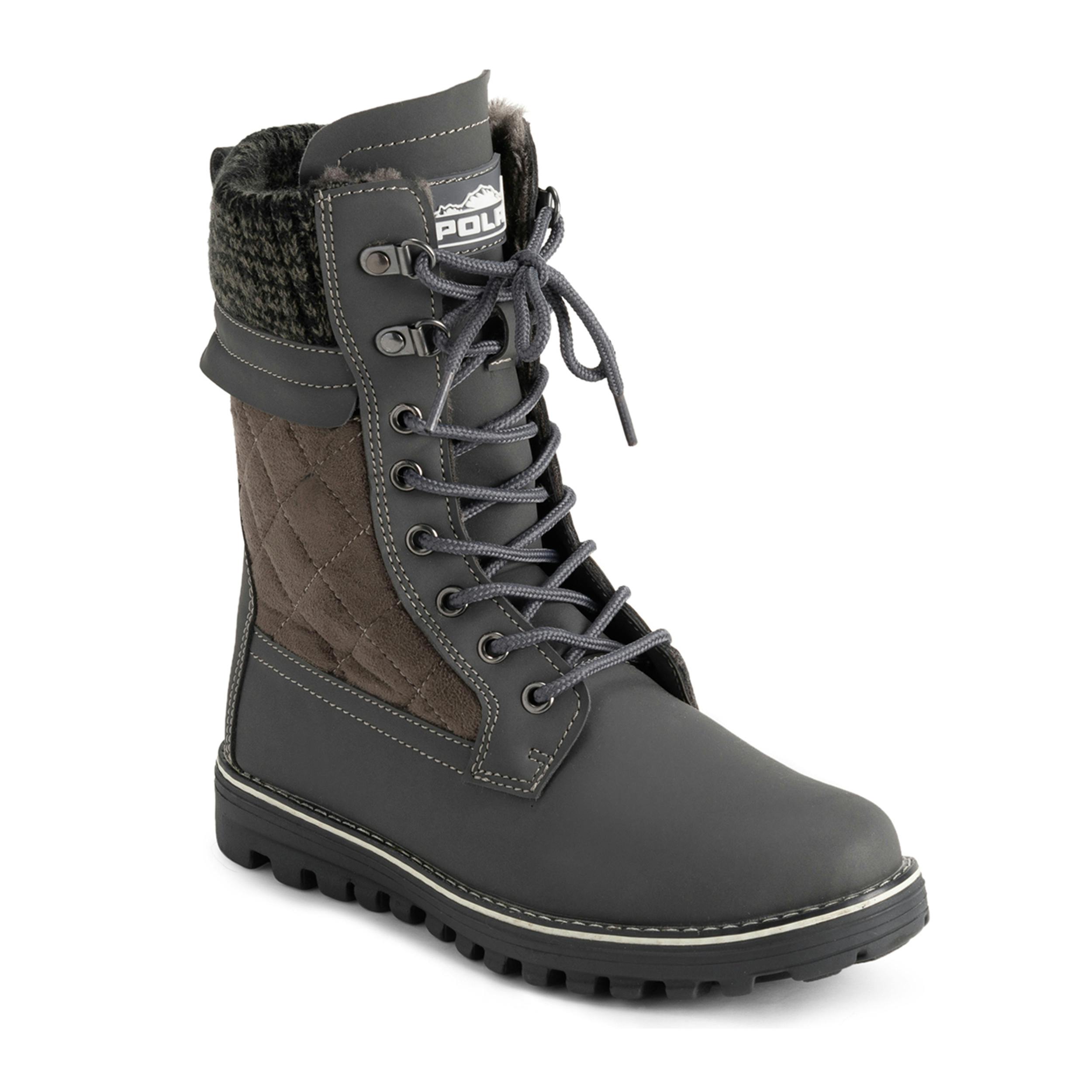 Viva Women's Grey Polar Memory Foam Thermal Deep Tread Rubber Sole Snow Boots - 7 - Suede