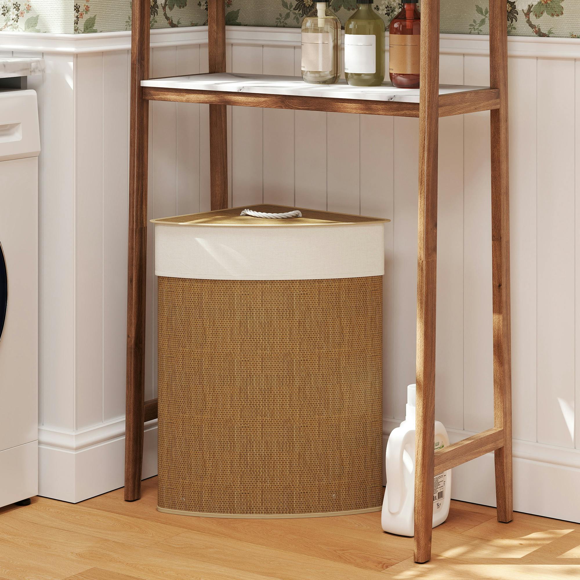 Rackhams Brown 55L Laundry Hamper With Removable Washable Liner Bag,
