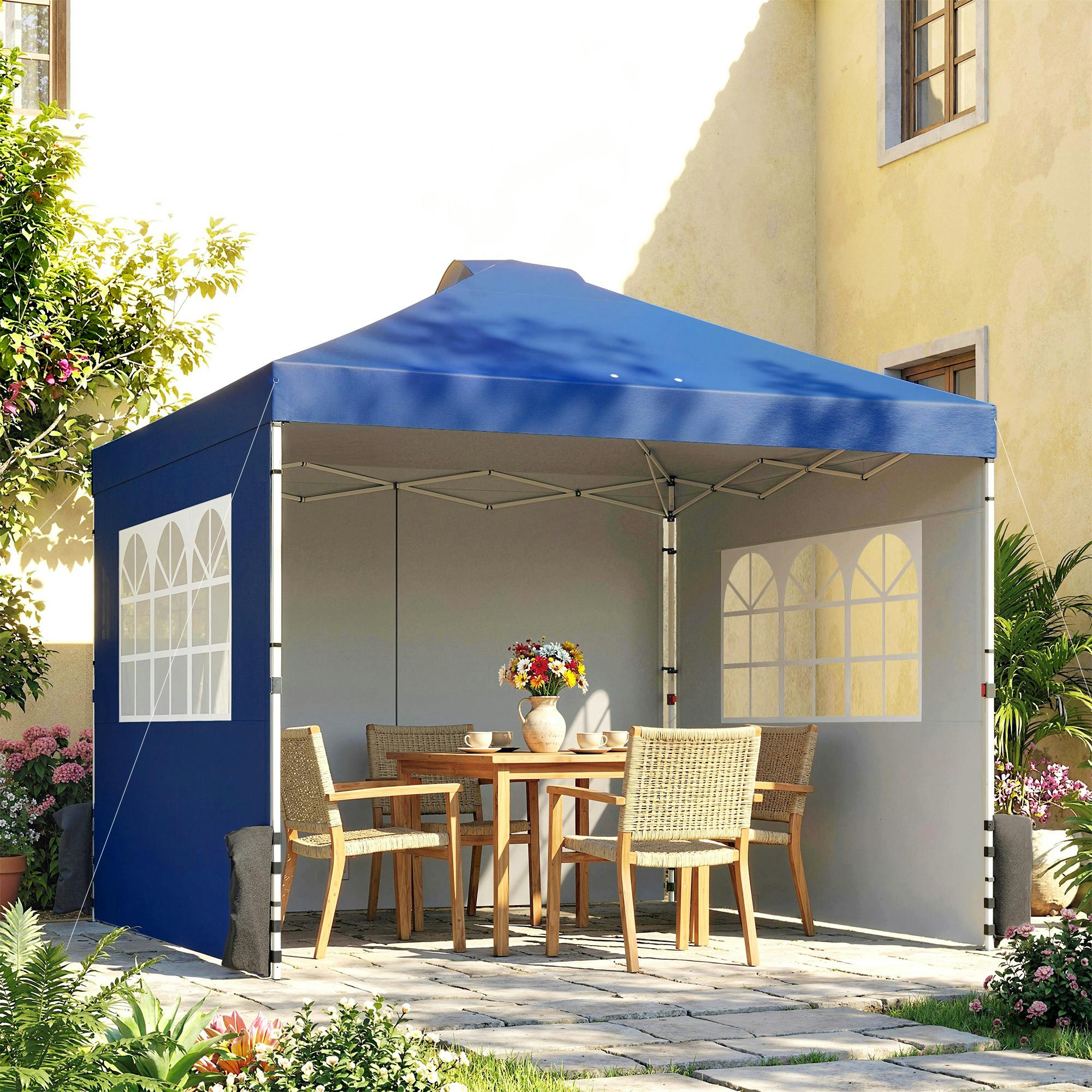 Rackhams Dark/Blue Pop Up Canopy Waterproof Height Adjustable 3 X 3 (M)