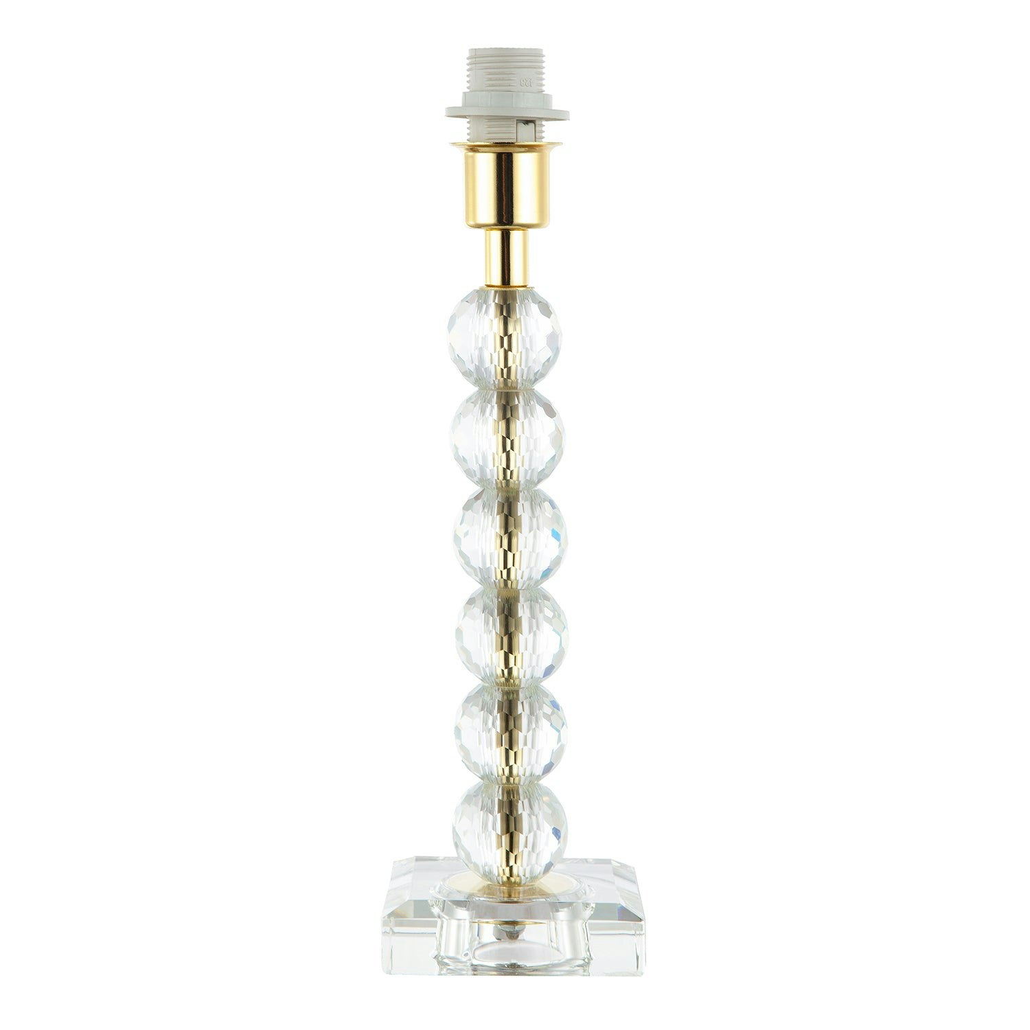 Rackhams Gold Contemporary Clear Crystal Glass And Table Lamp Base With Faceted Spheres