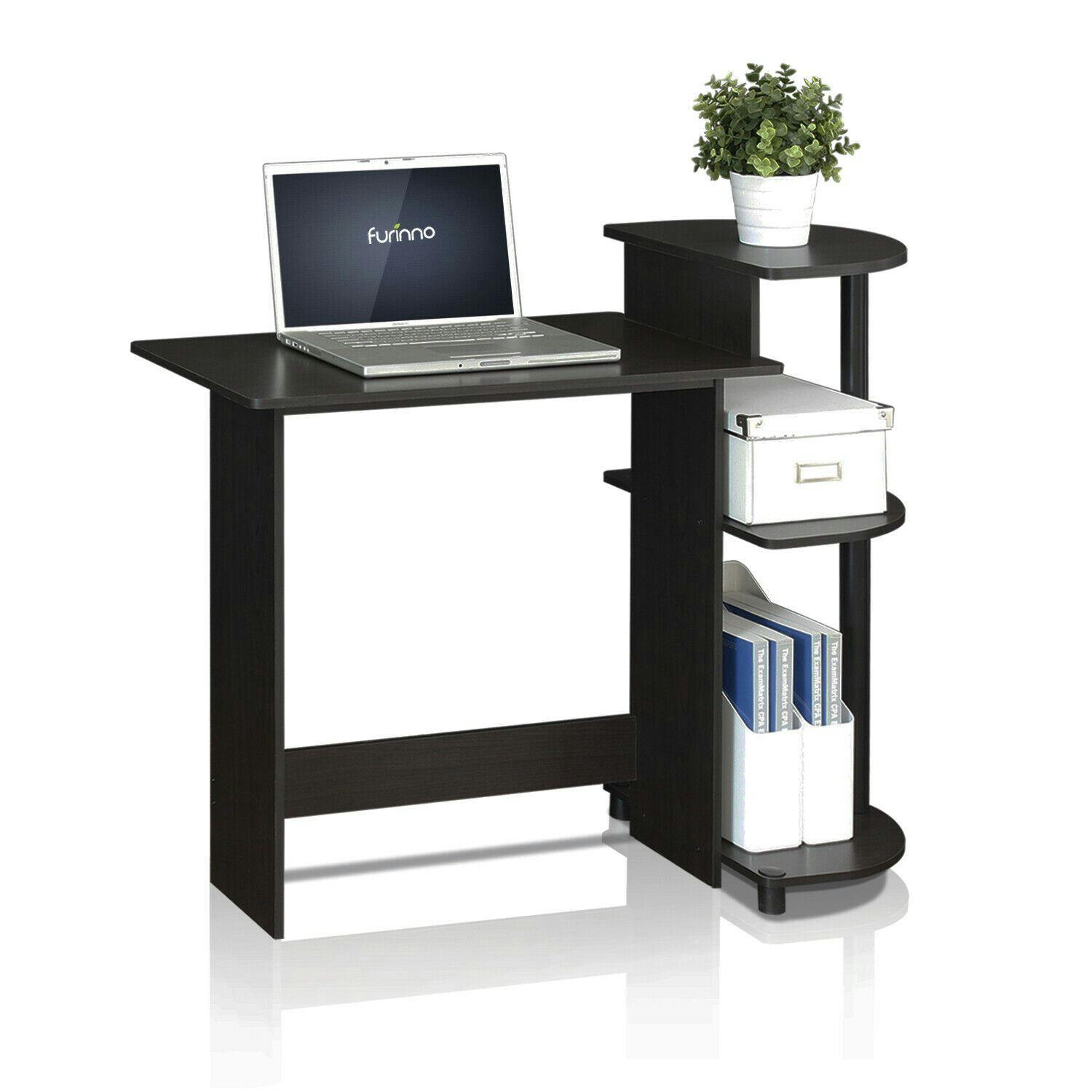 Rackhams Black Compact Computer Desk With Shelves, Espresso/, /Bk Crafted For Practical Use And Stylish Living Spaces | 11181Ex
