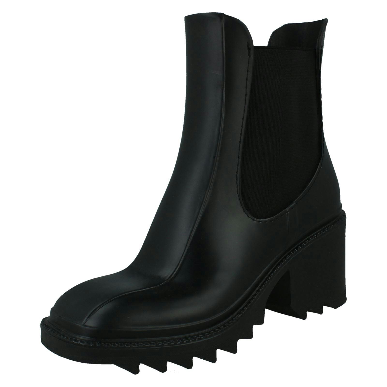 Spot On Women's Black Chunky Heel Ankle Boots X1267 - Uk 5