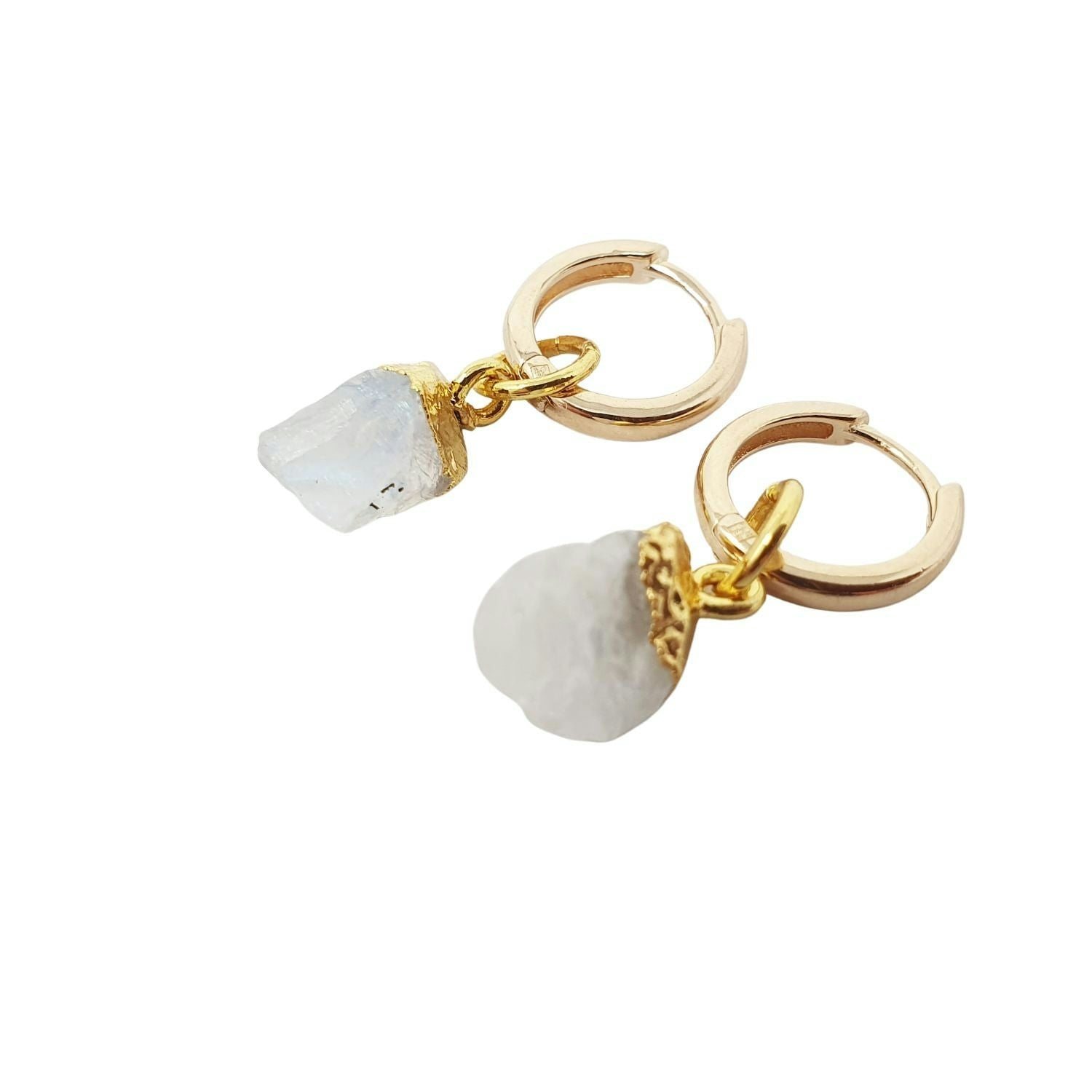 Harfi Gold Raw Moonstone June Birthstone Plated Huggies