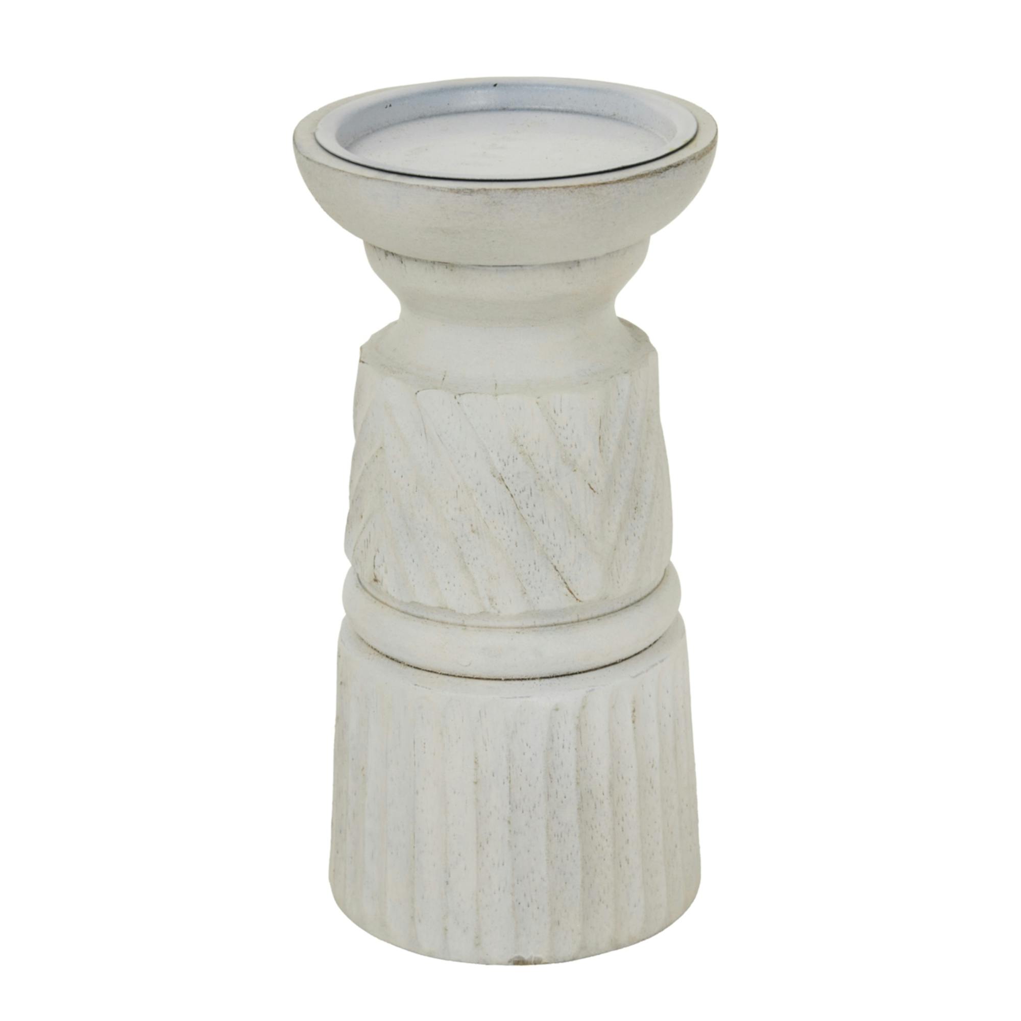 Rackhams White Carved Candle Holder - One Size - 100% Mixed