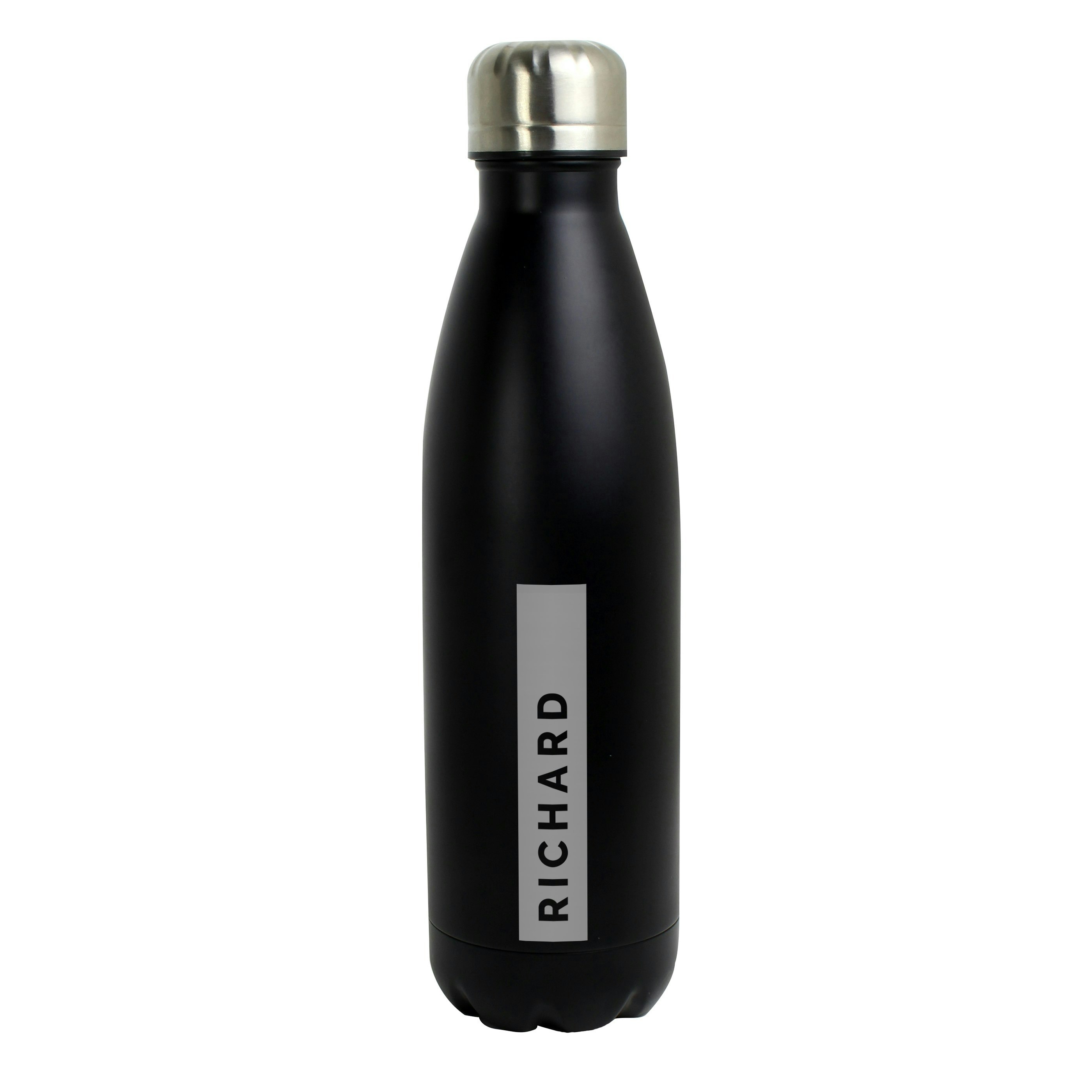 Rackhams Black Personalised Metal Insulated Drinks Bottle