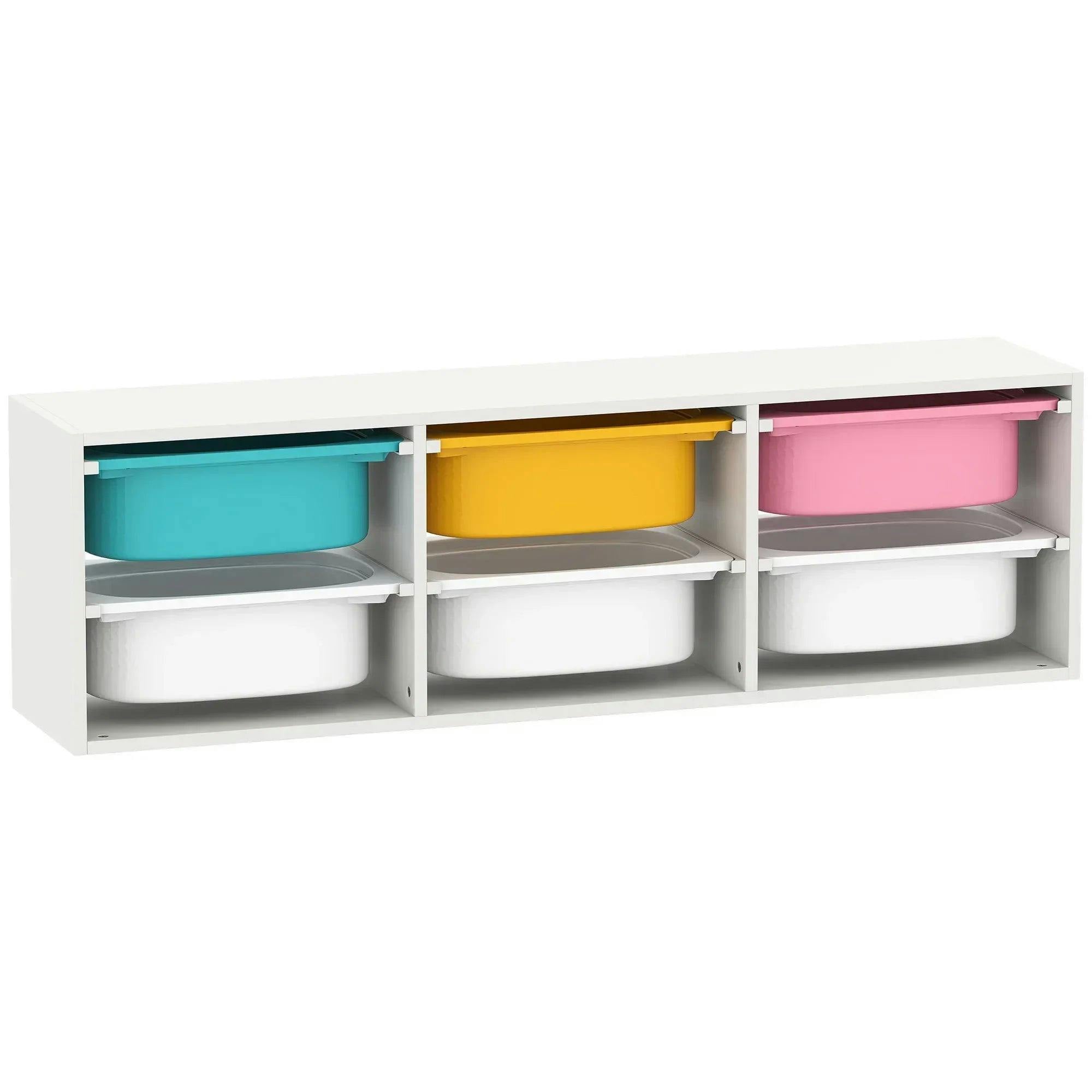 Aiyaplay 2 Tiers Toy Storage Organiser With 6 Plastic Bins, Low Height - Image 3