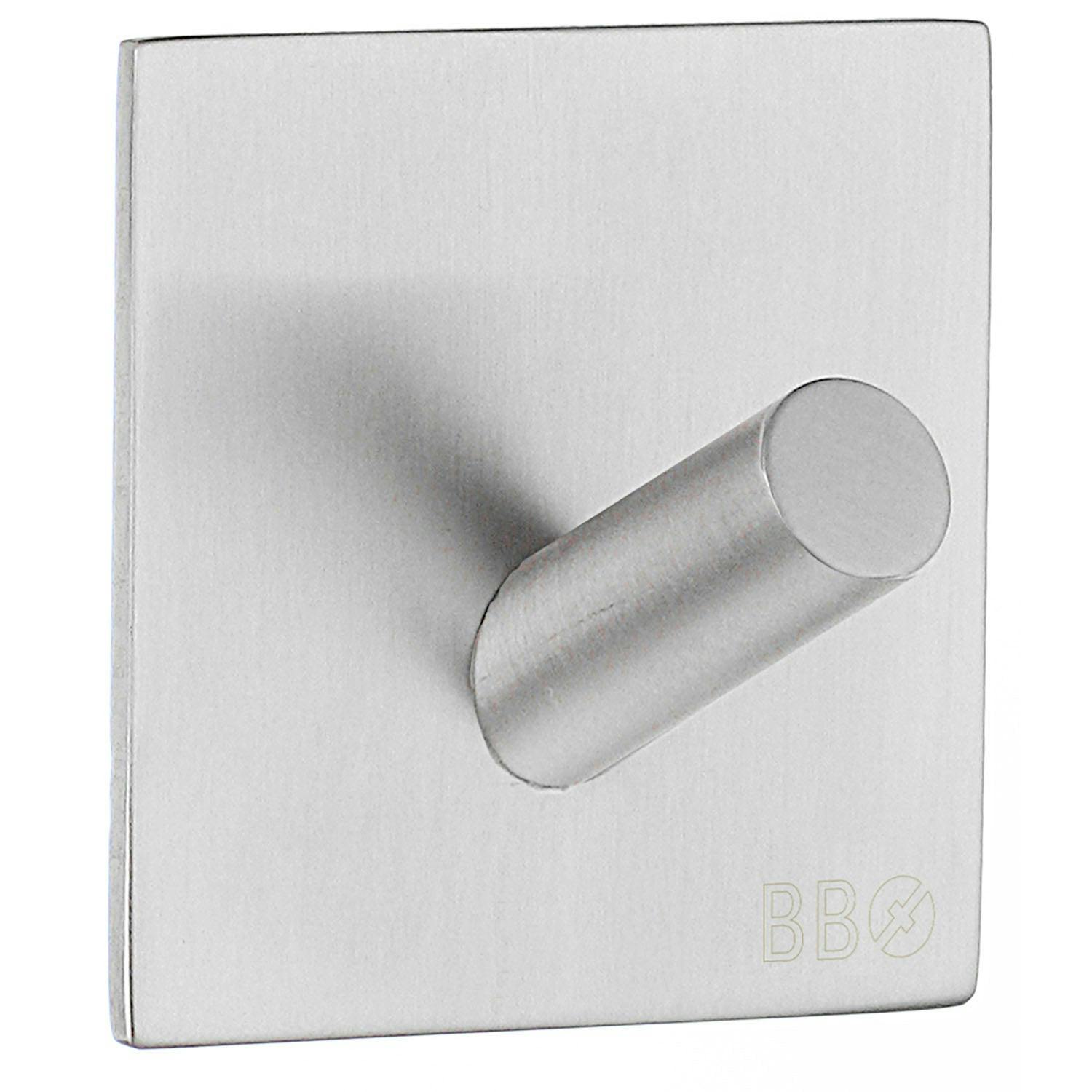 Rackhams Brushed Stainless Steel Single Towel Hook (45 X 45Mm) Self Adhesive Bathroom Wall Mounted