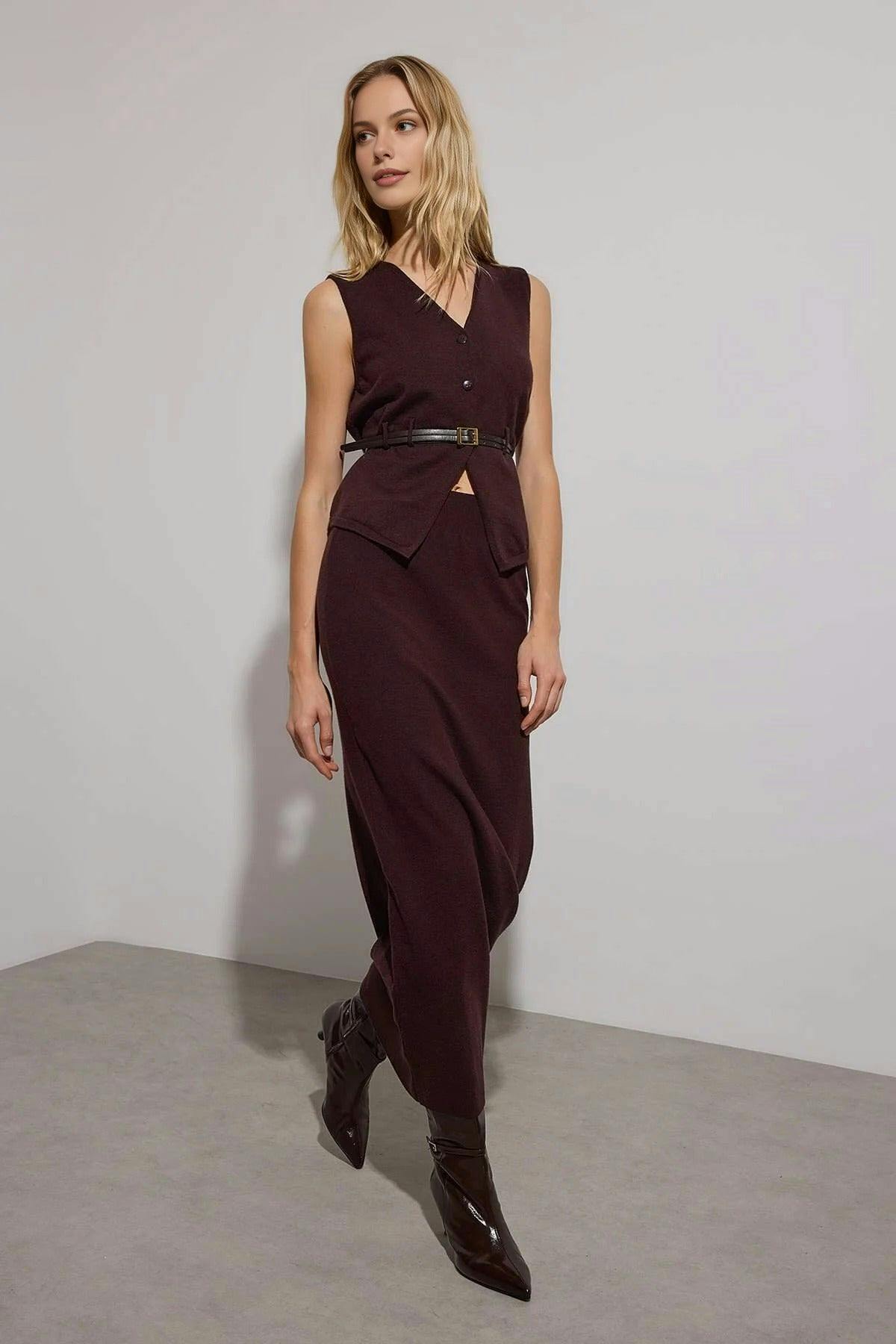 Wovcor Brown Premium Yarn Knit Skirt - M
