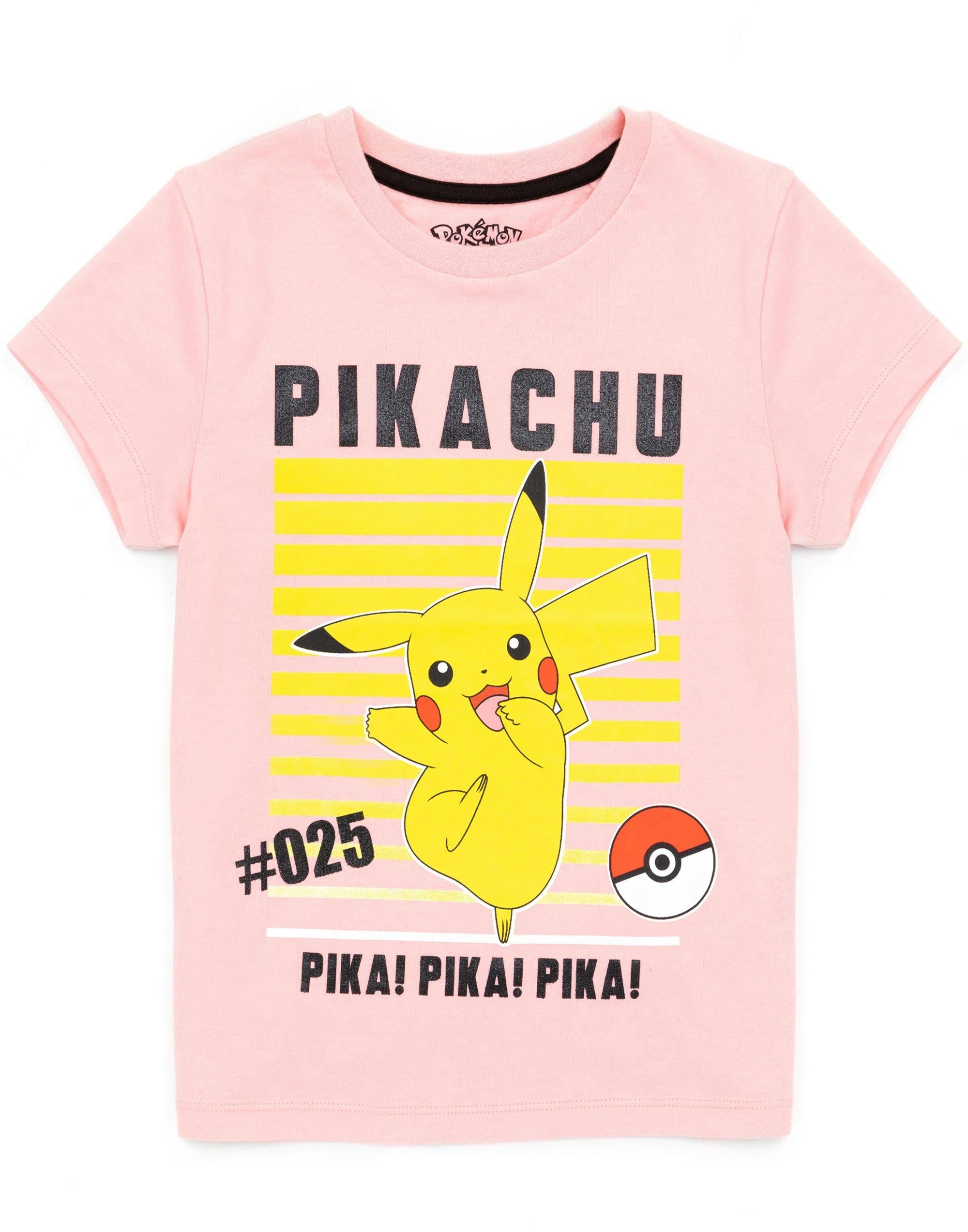 Vanilla Underground Girls Pink Pokemon Pikachu Placement Print Short Sleeved T-Shirt - 13-14 Years