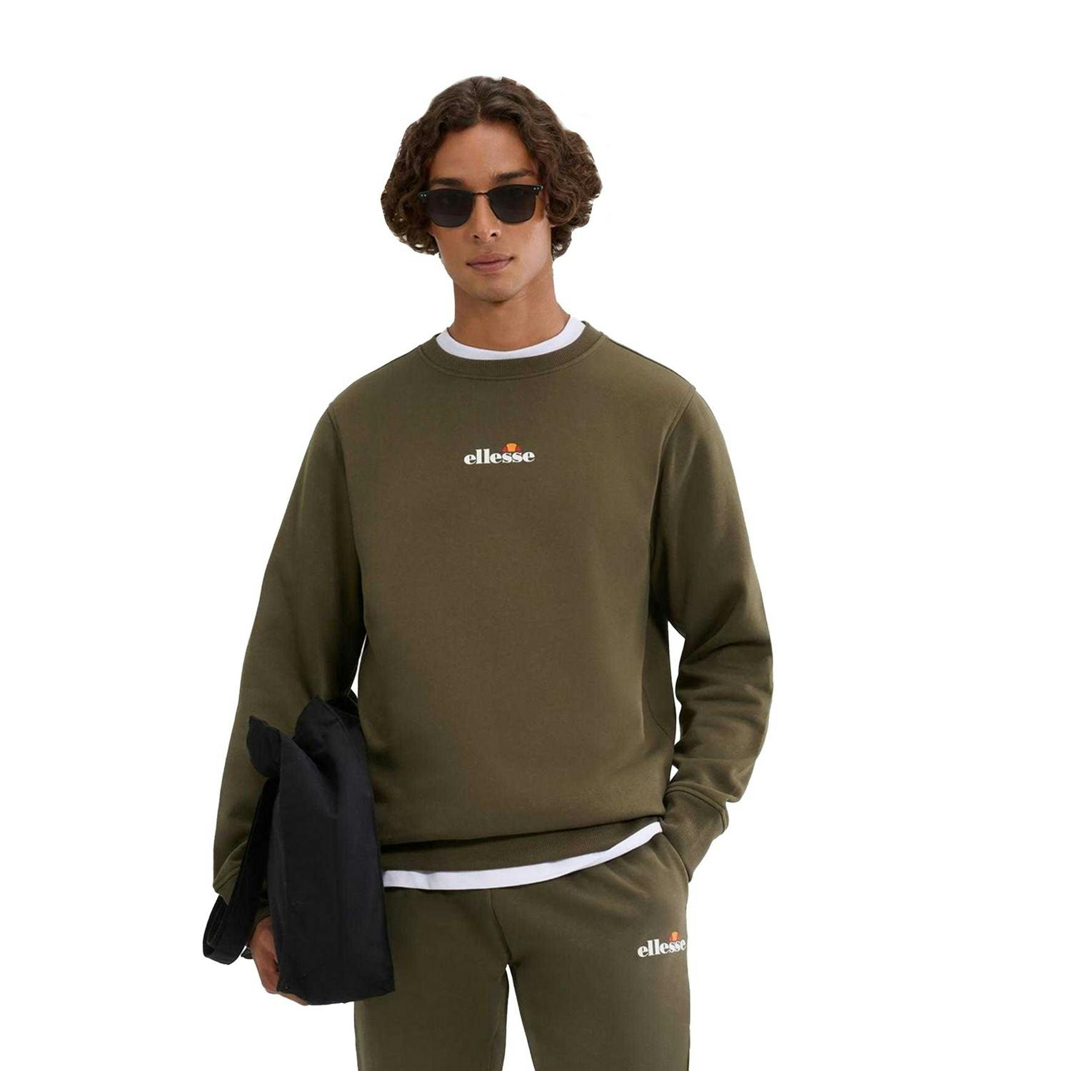 Ellesse Men's Green Kiamto 2 Sweatshirt - Khaki - S - Khaki - 70% Cotton/30% Polyester