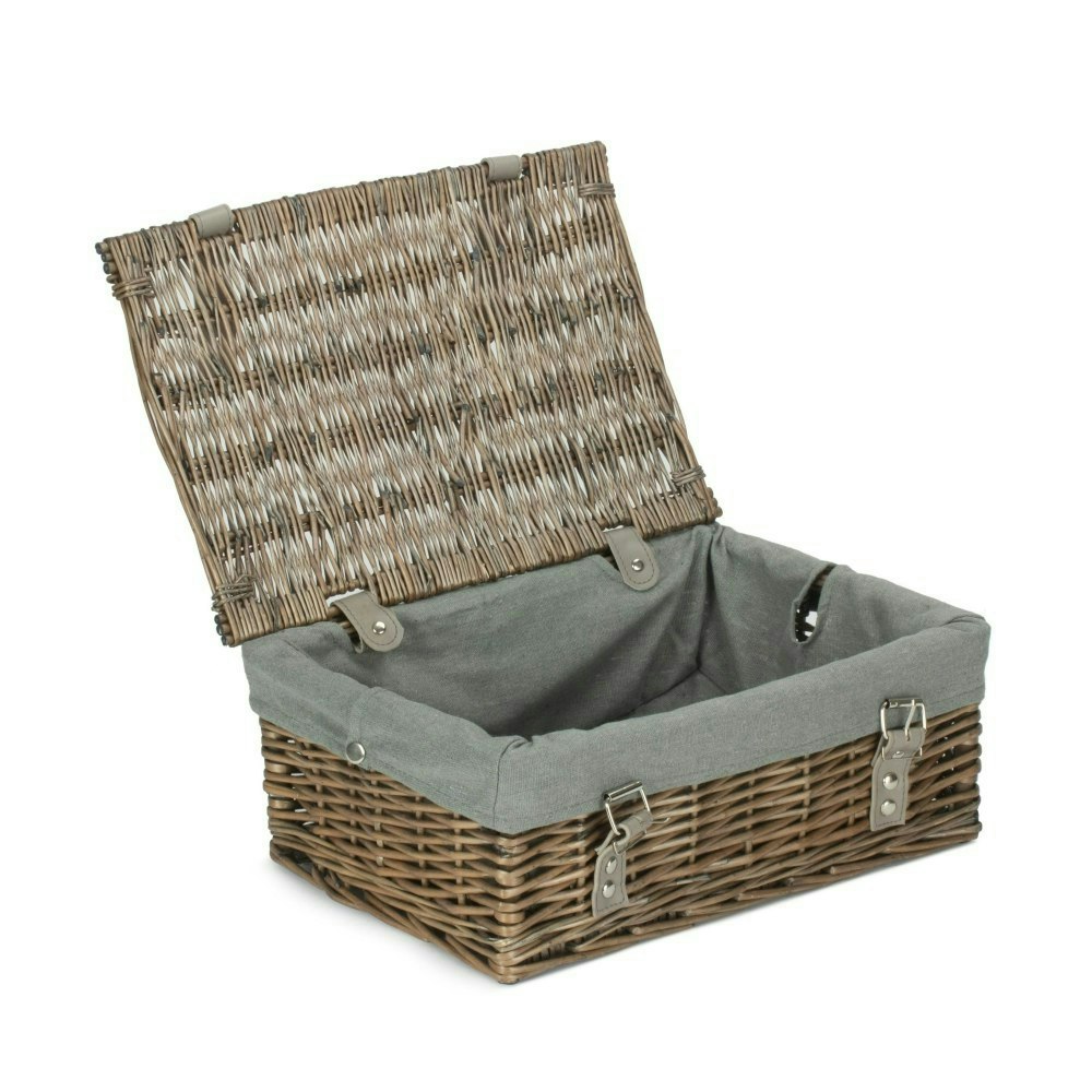 Red Hamper Red/Grey Hamper 36Cm Antique Wash Willow Wicker Picnic Basket