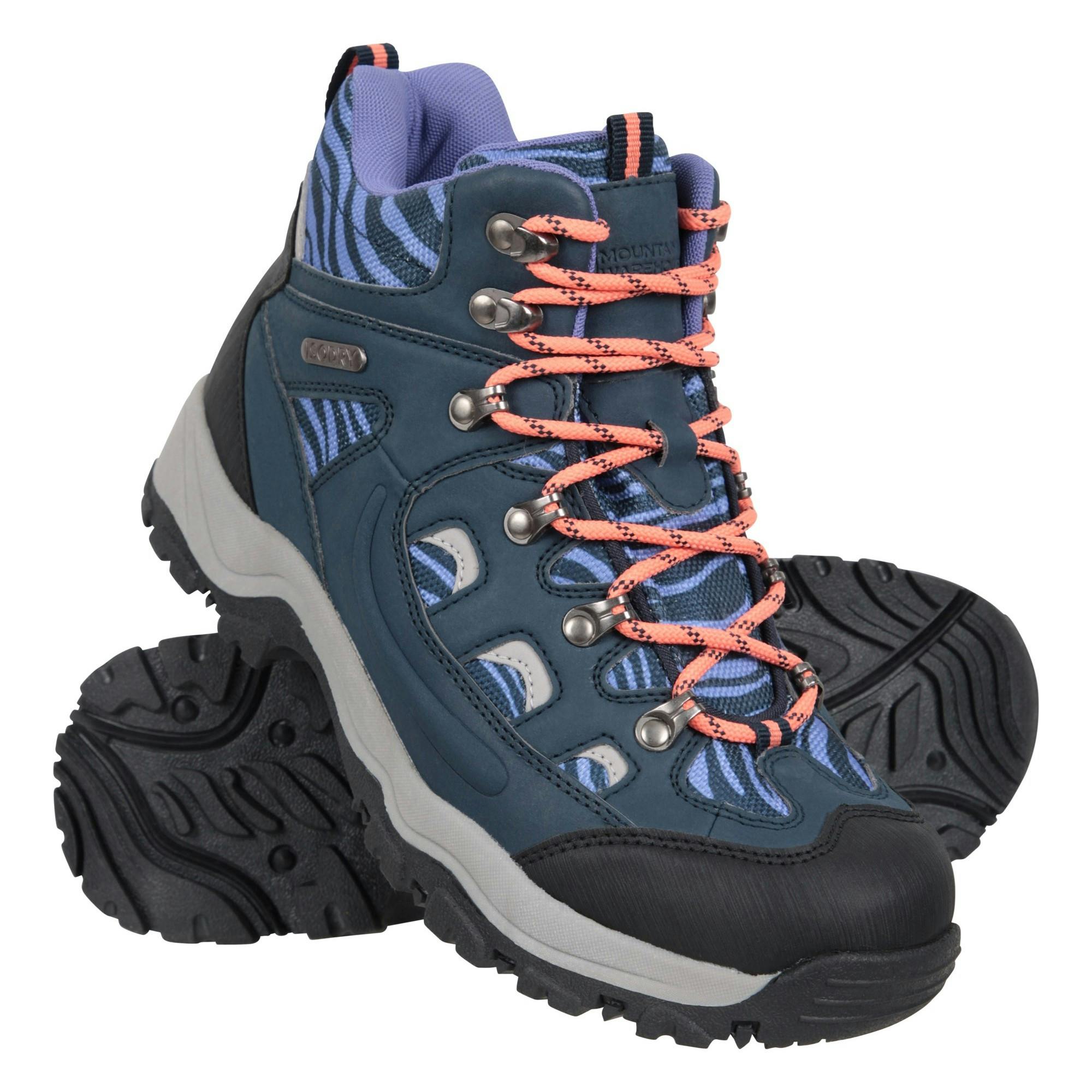 Mountain Warehouse Women's Adventurer Leopard Print Faux Suede Waterproof Walking Boots - Navy - 4 Uk - Navy - 70% Synthetic/30% Textile