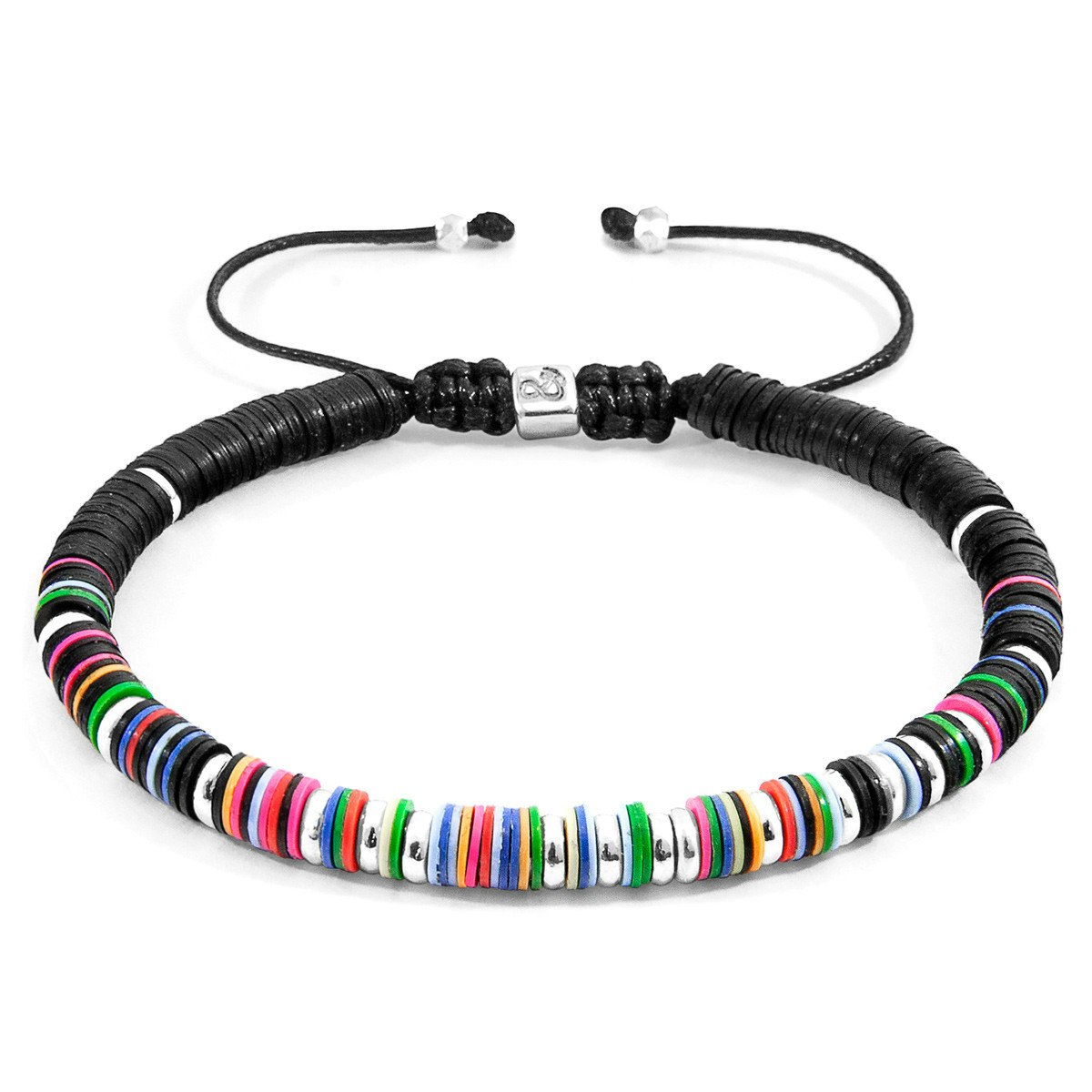 Anchor & Crew Silver Multicoloured Kariba And Vinyl Disc Macrame Bracelet - Gift Wrapped (Paper & Bow) +£1.50