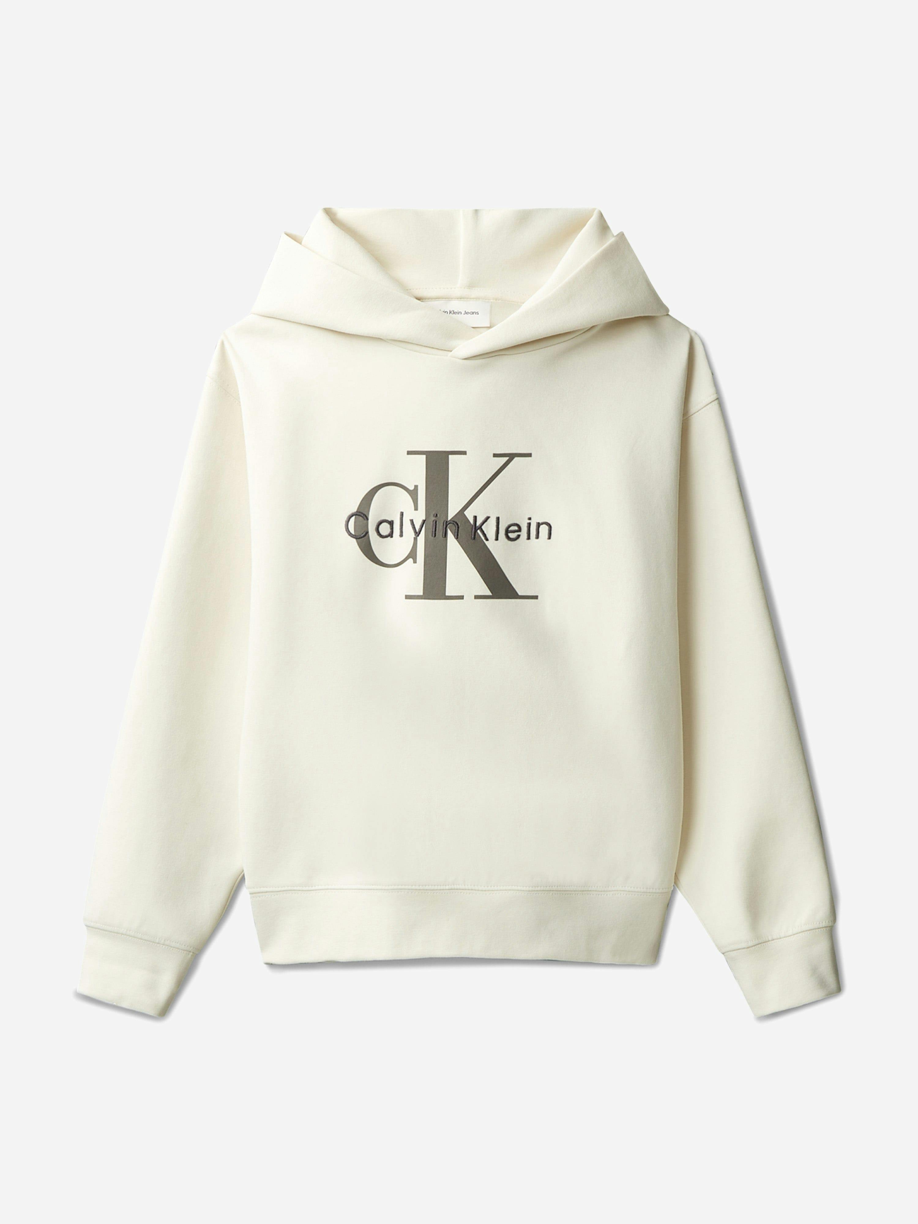 Calvin Klein Boys Light/Ivory Monologo Hoodie In - 16 Yrs
