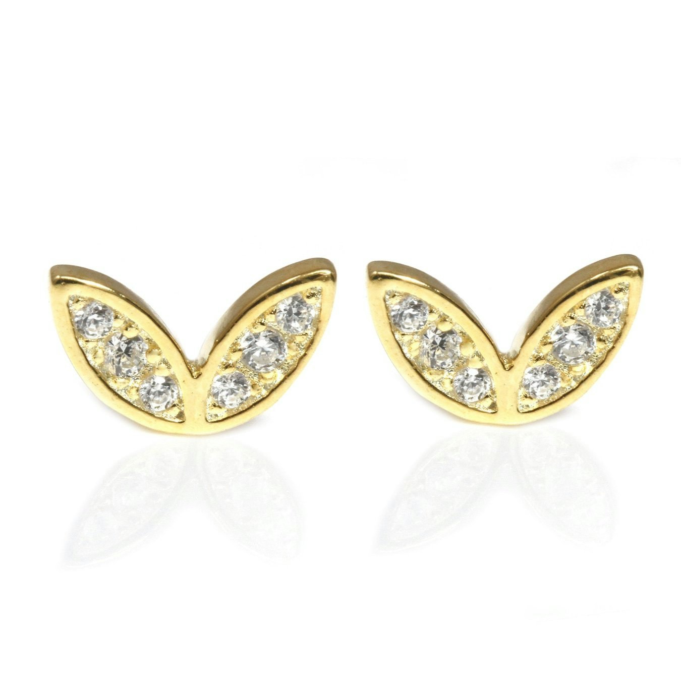 Say It With Yellow/Gold Winged Earrings With Cz Stones - 18Ct Plated
