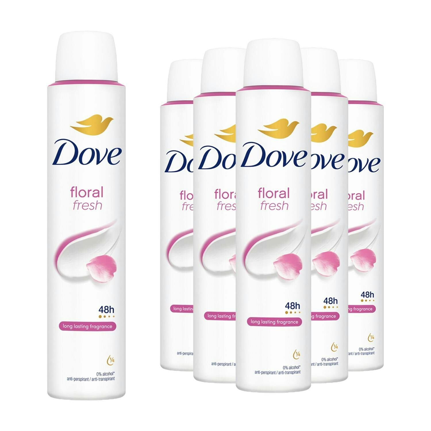 Dove Floral 'Antiperspirant' 48H Sweat Protection Deo 200ml, 6 Pack in White - Image 6