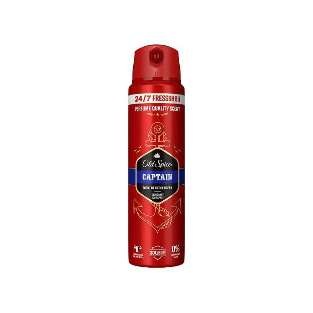 Old Spice Men's Deodorant Body Spray Captain 150Ml - 1 Bottle (150Ml)