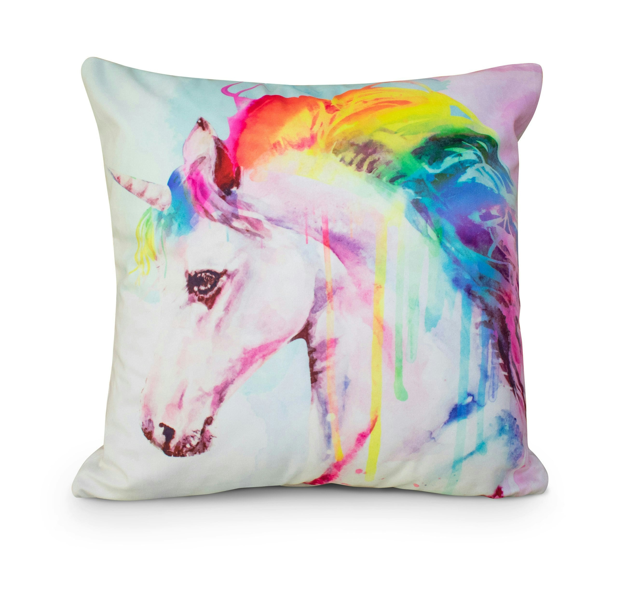 Velosso Colourful Unicorn Printed Cushion - 43Cm X 43Cm - Rainbow Hair Unicorn