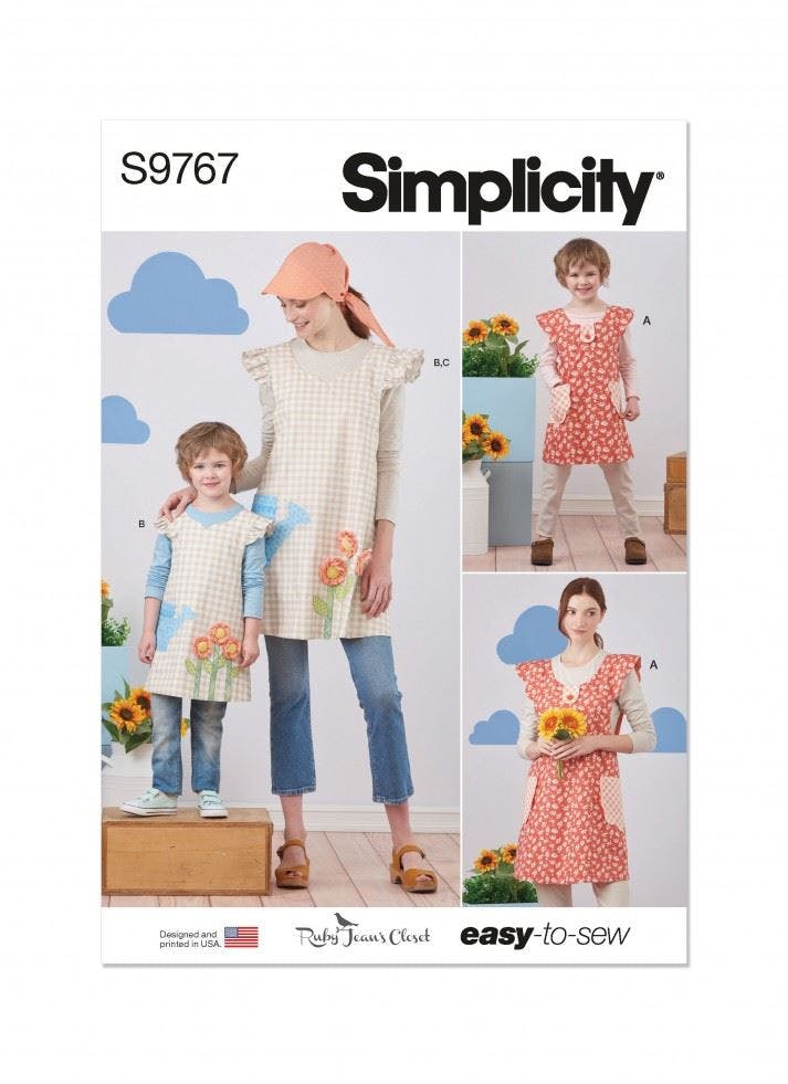 Simplicity Girls Sewing Pattern 9767, Aprons, Headwear For Kids, Women, A (S - L / S - L) - Easy - A (S - L / S - L)