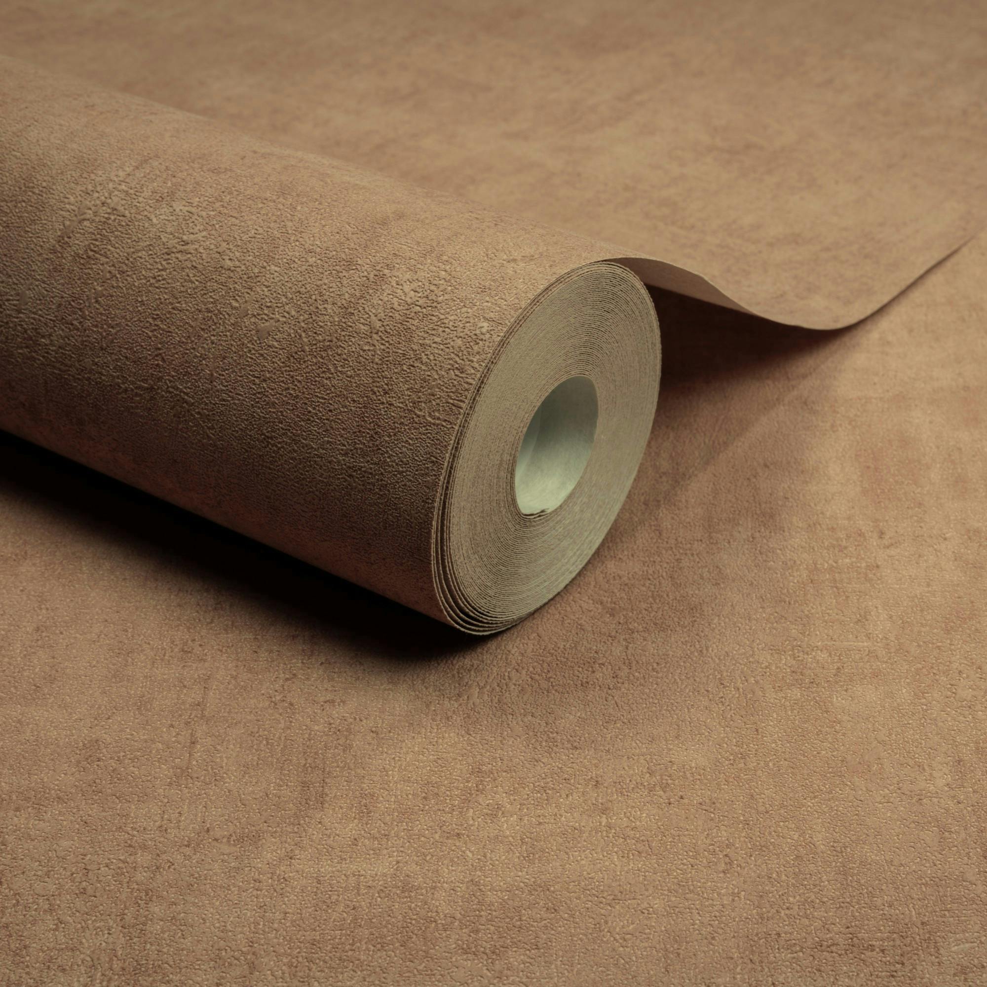 Rackhams Brown Annabella Distressed Limewash Plaster Textured Wallpaper, Plaster