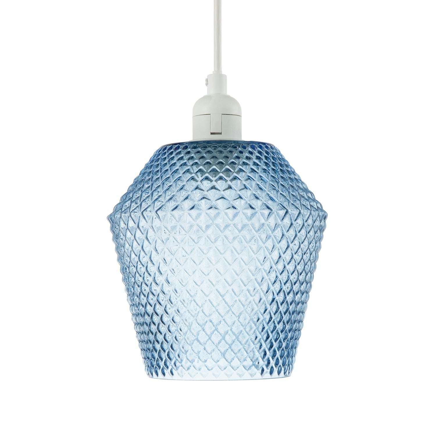 Rackhams Blue Modern And Compact Diamond Design Midnight Glass Pendant Shade