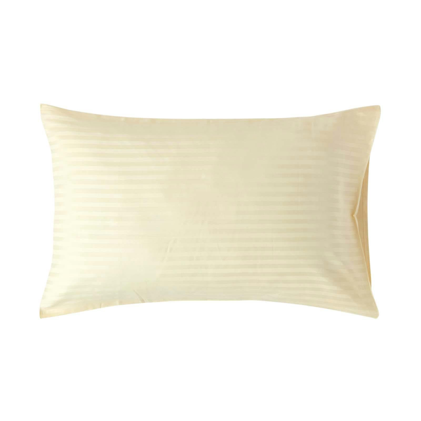 Rackhams Yellow Silky 330 Tc Egyptian Cotton Satin Stripe Housewife Pillowcase, Standard Size - Pastel