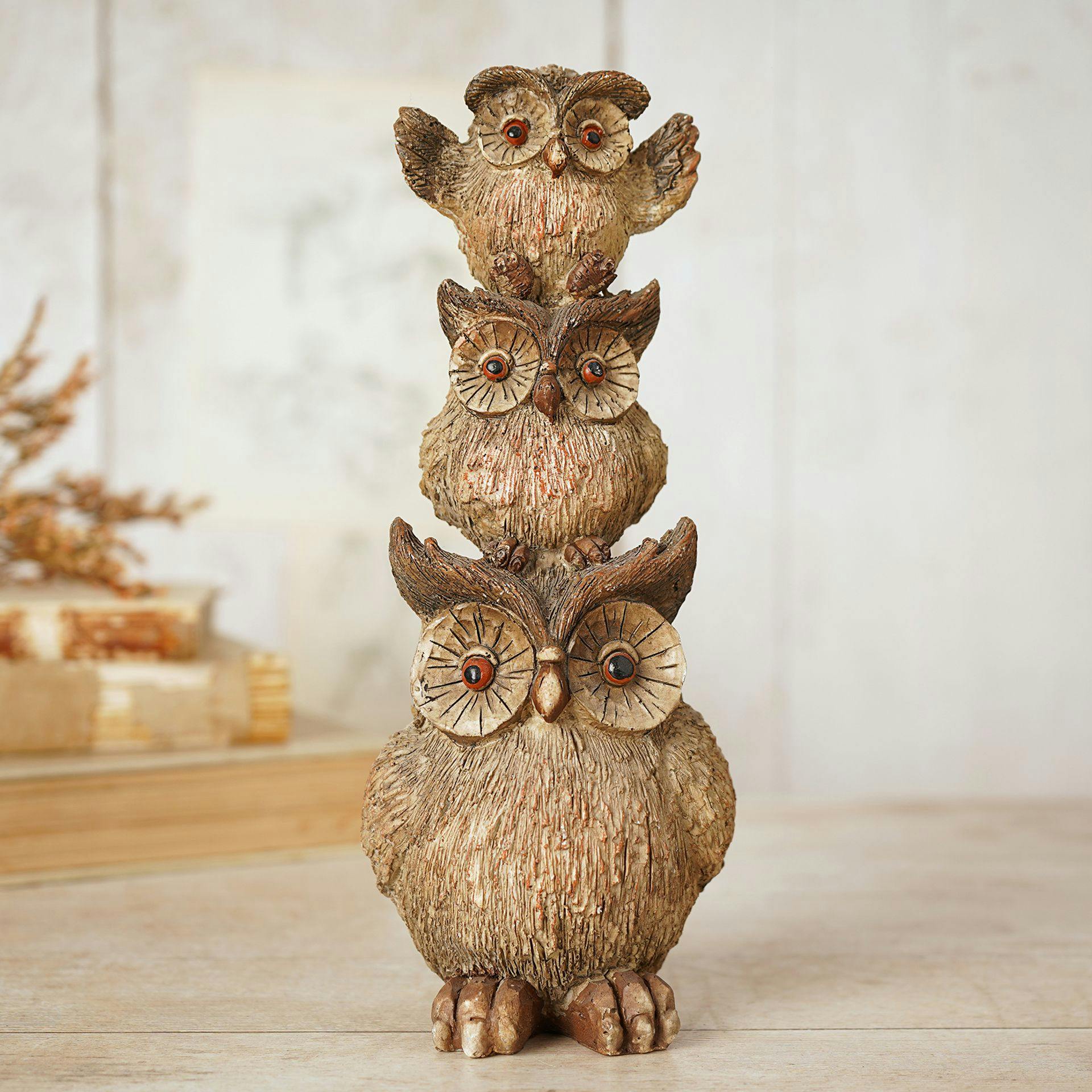 Rackhams Brown/Cream Stack Of Owls