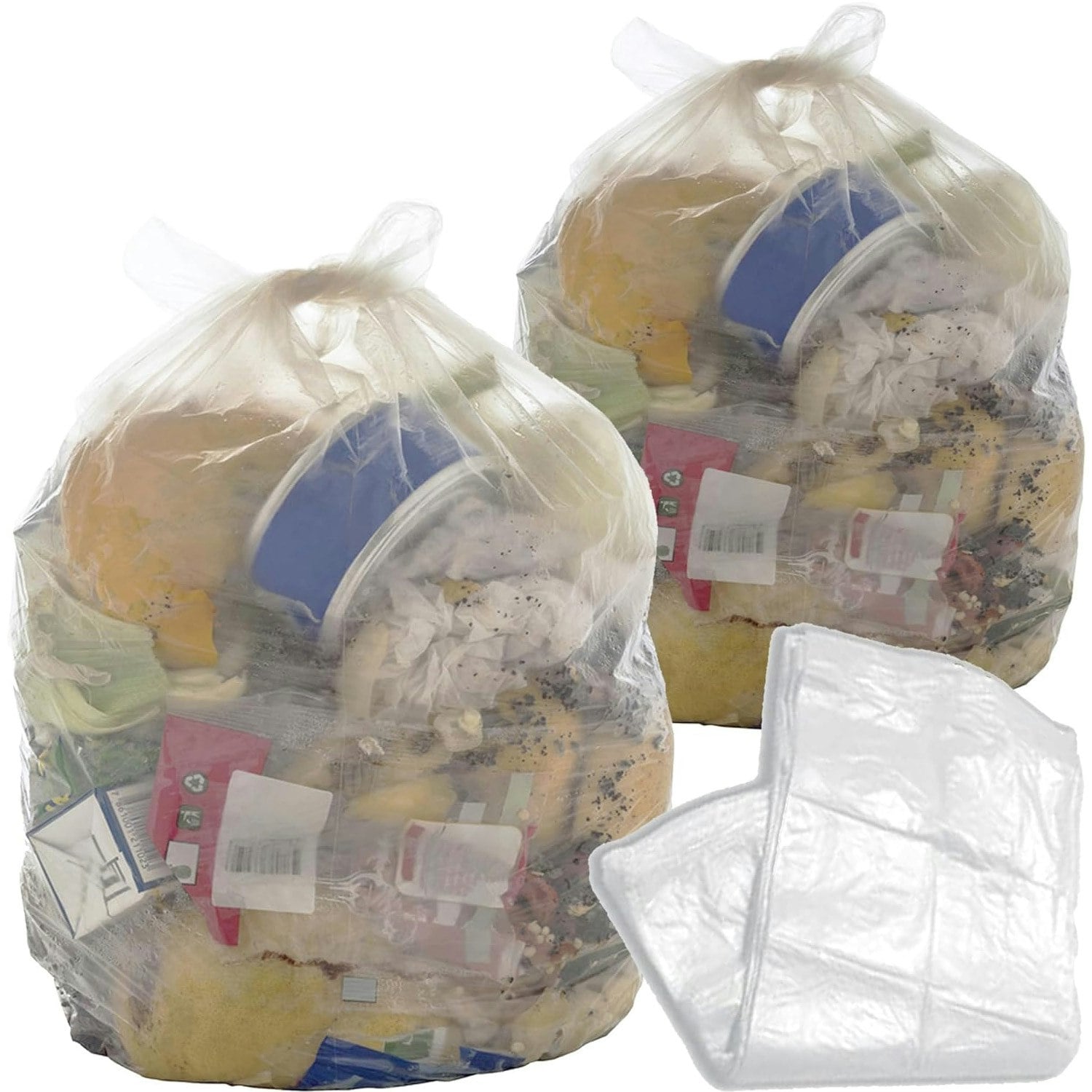 Rackhams Clear Transparent Plastic Bin Bags 90L (18X29x39") Refuse Sacks For Home & Kitchen - 1000 X
