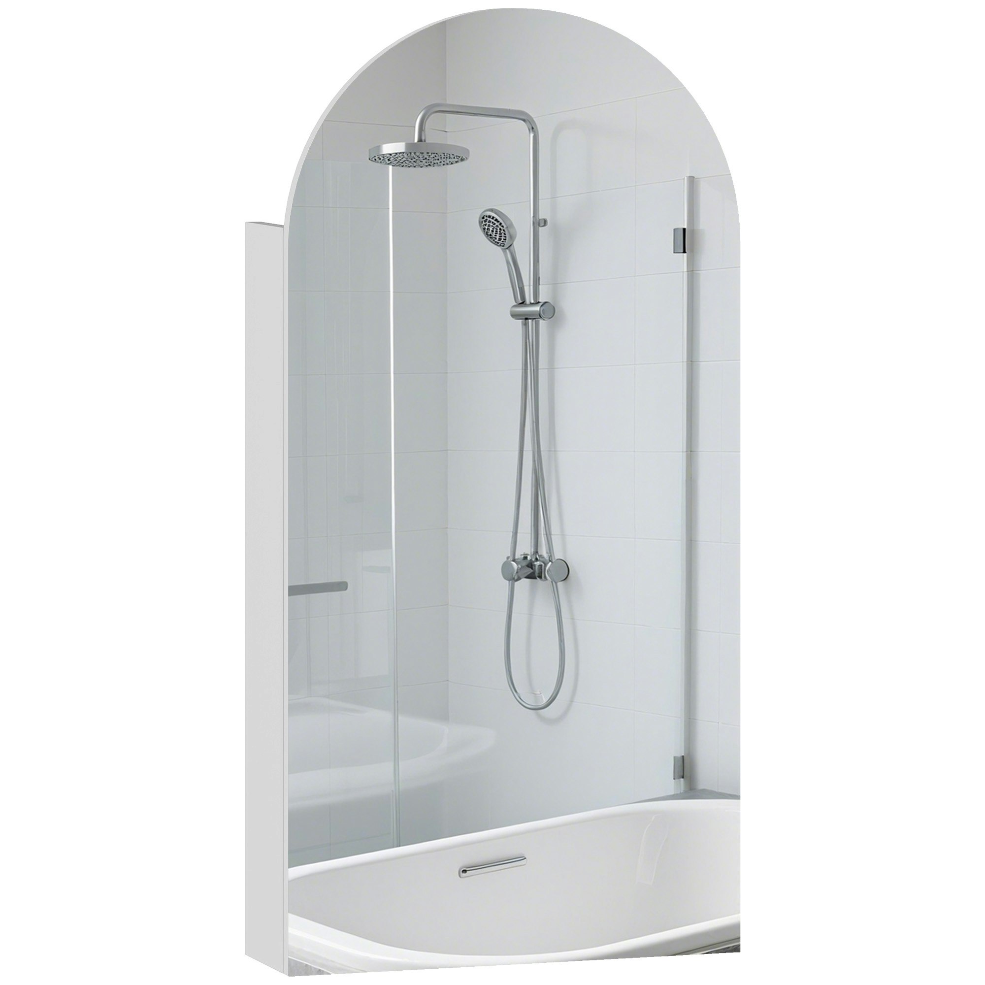 Rackhams White Bathroom Mirror Cabinet With Adjustable Glass Shelves, - Bathroom Mirror Cabinet - 1