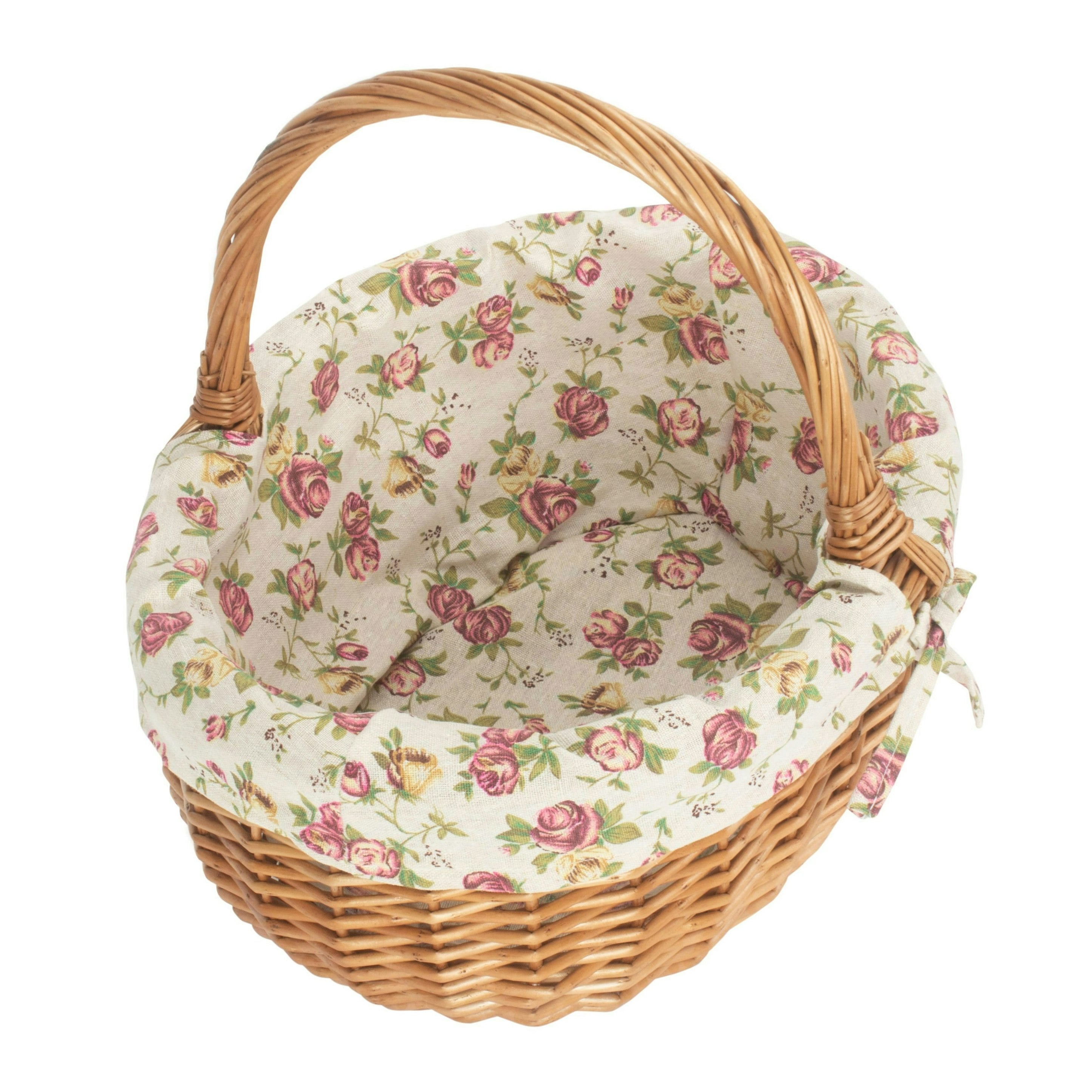 Rackhams White Small Deluxe Double Steamed Wicker Shopping Basket - Garden Rose