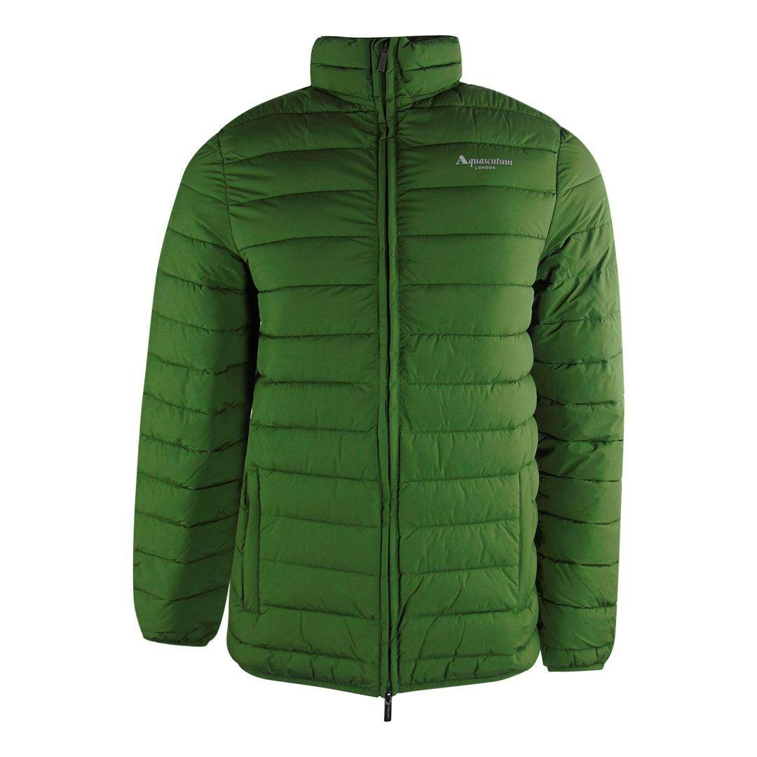 Aquascutum Men's Green Mock Neck Active Padded Jacket - Army - S - Army - 100% Polyester