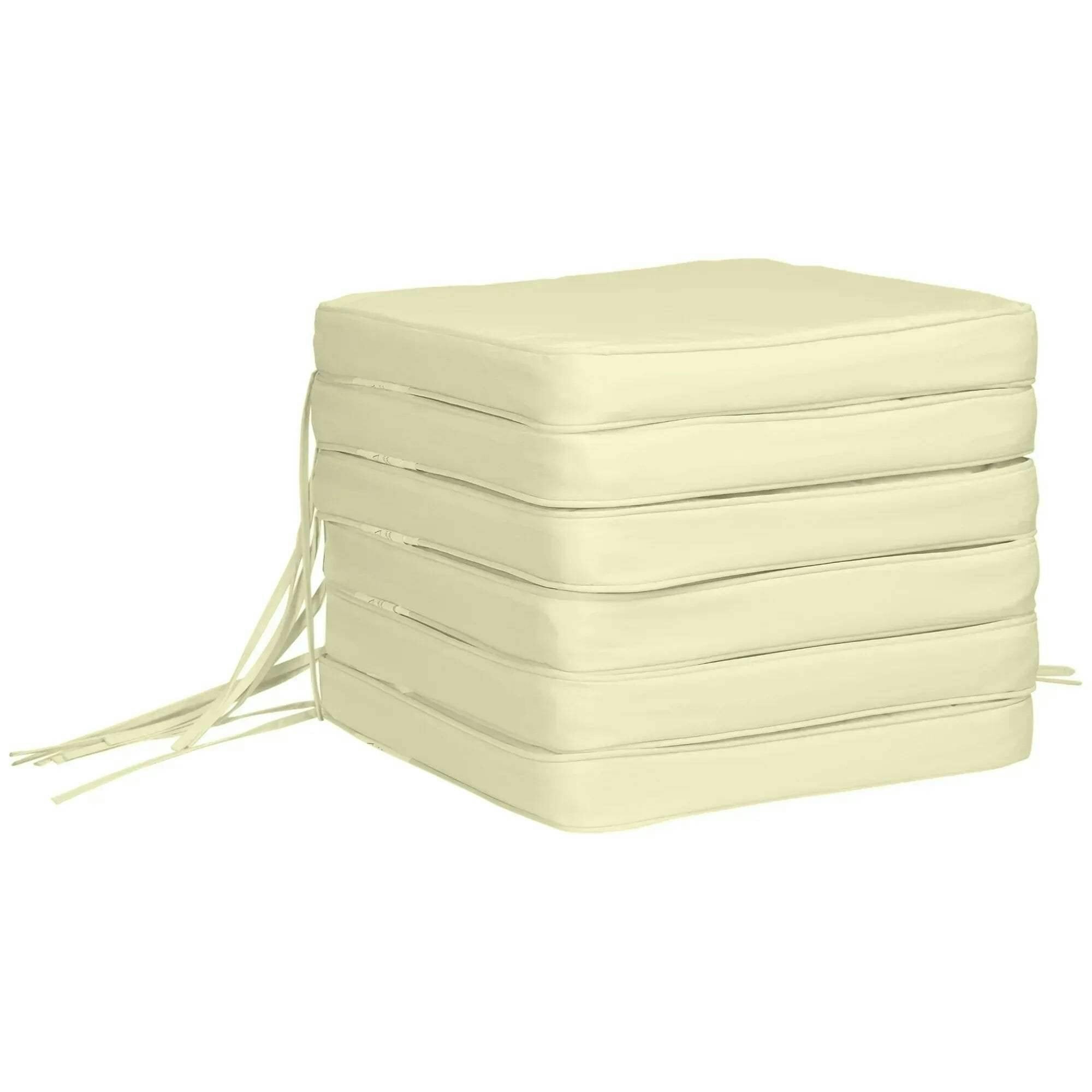 Outsunny 6pc Cream Chair Cushion Seat Pads - Polyester/Cotton - 42x42x5cm - Image 5