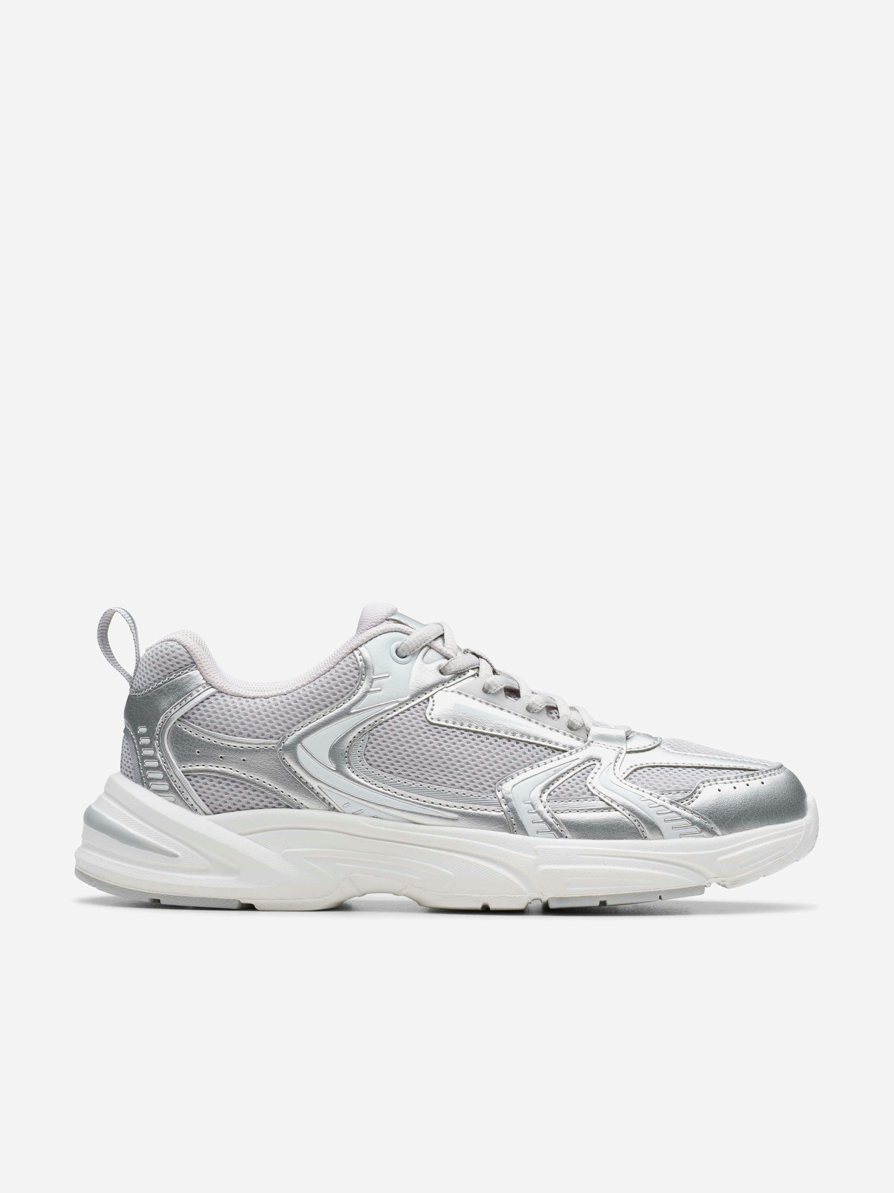 Clarks Girls Silver Crafton Move Trainers In - Eu 38 Uk 5