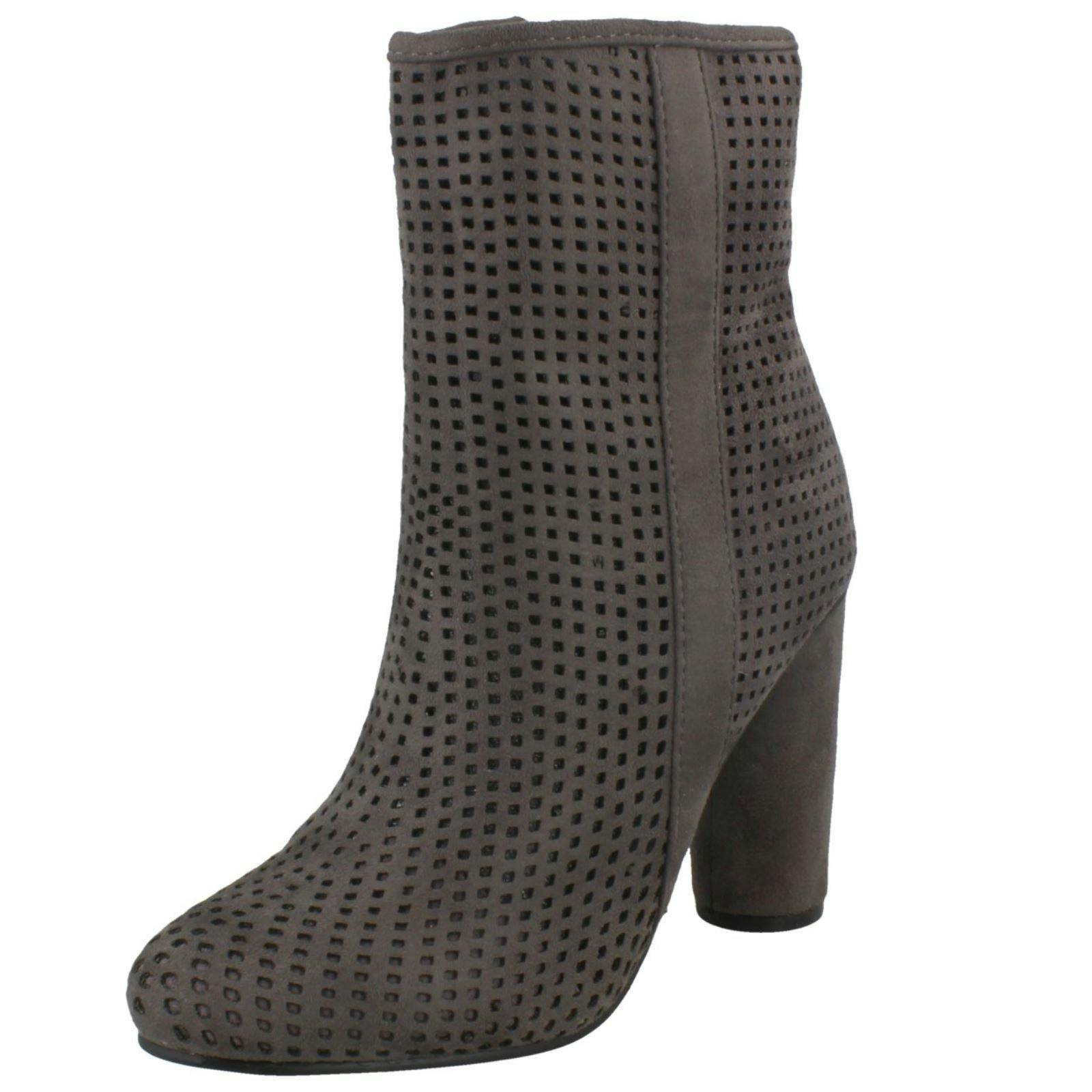 Spot On Women's Dark/Grey Heeled Ankle Boots - Uk 6