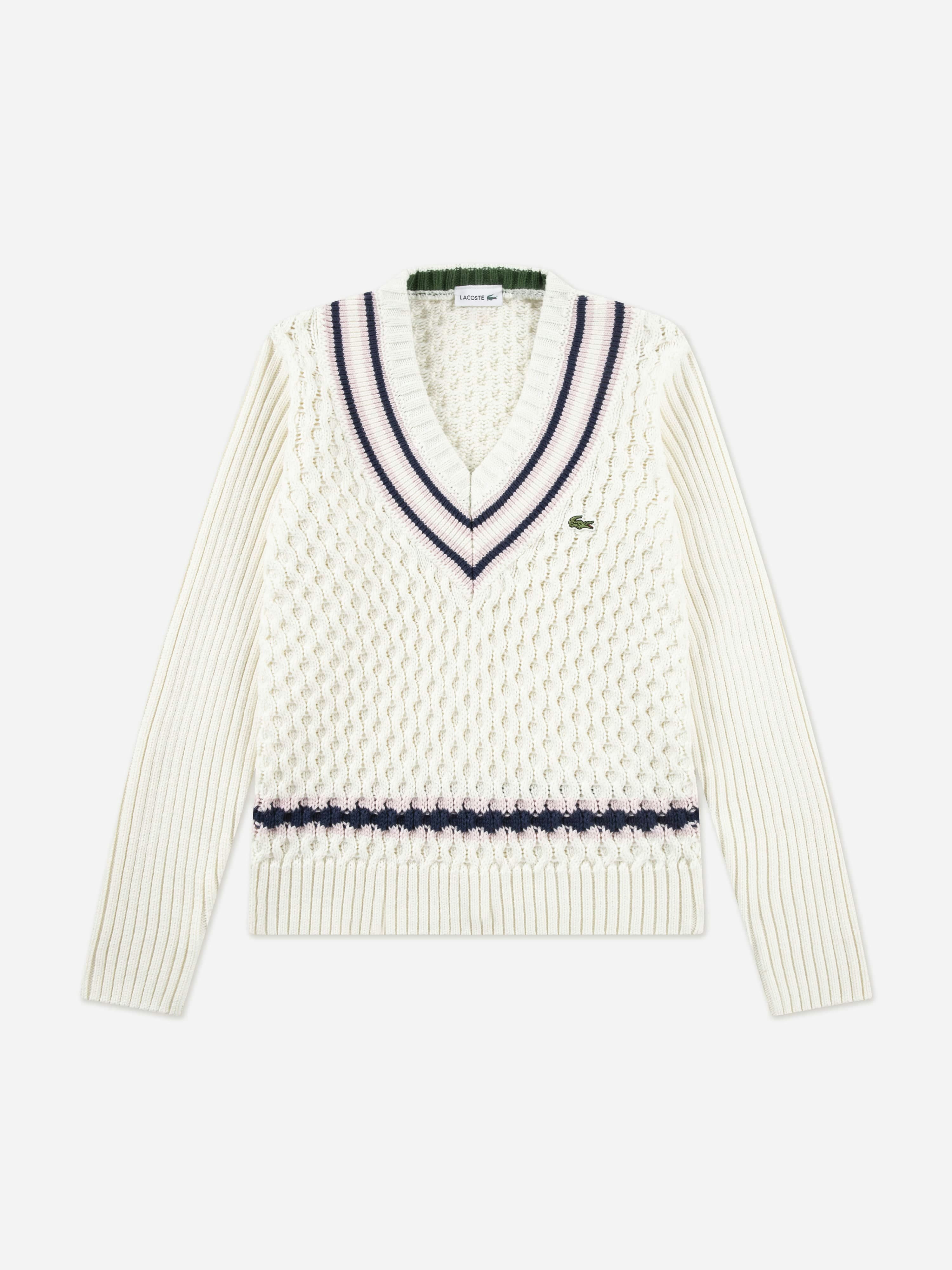 Lacoste Kids Girls Ivory Lacoste Mixed Stitch Jumper In - 16 Yrs