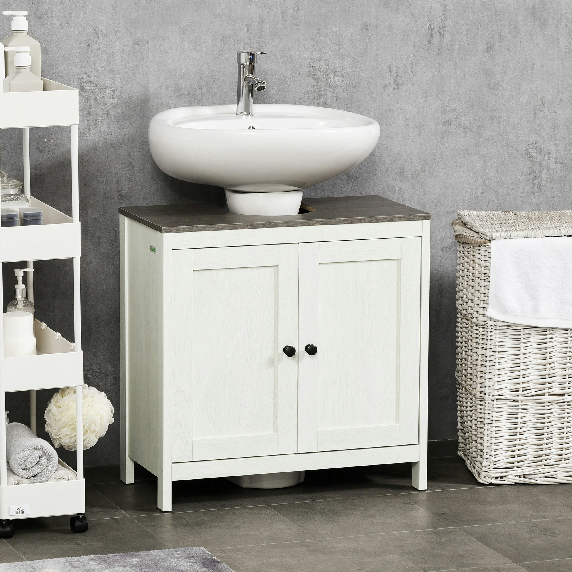 Rackhams Bathroom Sink Cabinet, Freestanding Under Sink Cabinet Adjustable Shelf