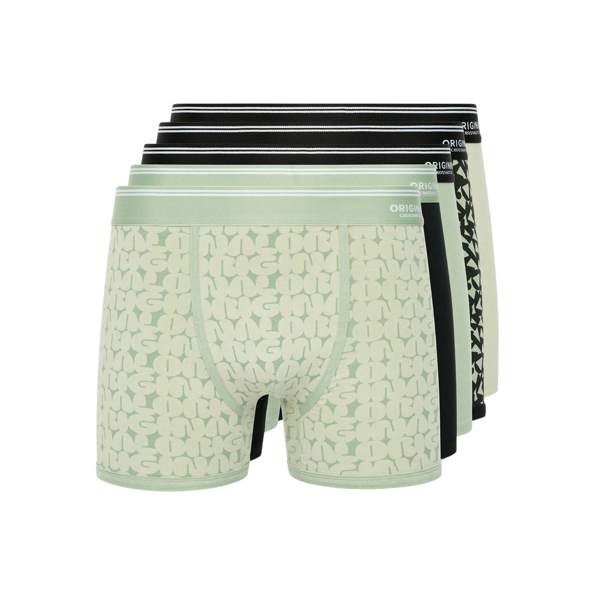 Crosshatch Men's Green Dringal Boxer Shorts (Pack Of 5) - Xxl - 95% Cotton/5% Elastane