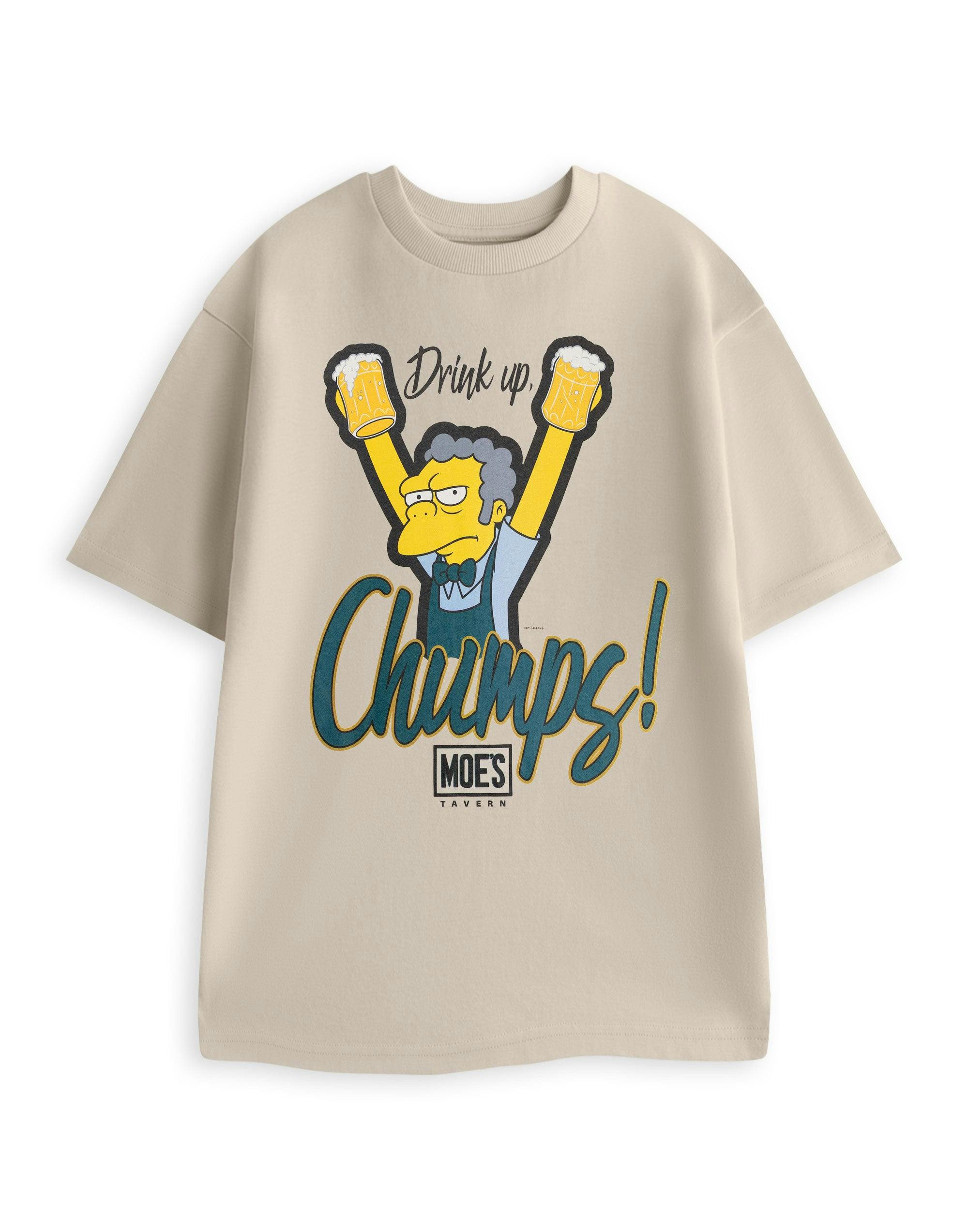 Vanilla Underground Men's Beige The Simpsons Moe's Tavern Short Sleeved T-Shirt - XXX-Large