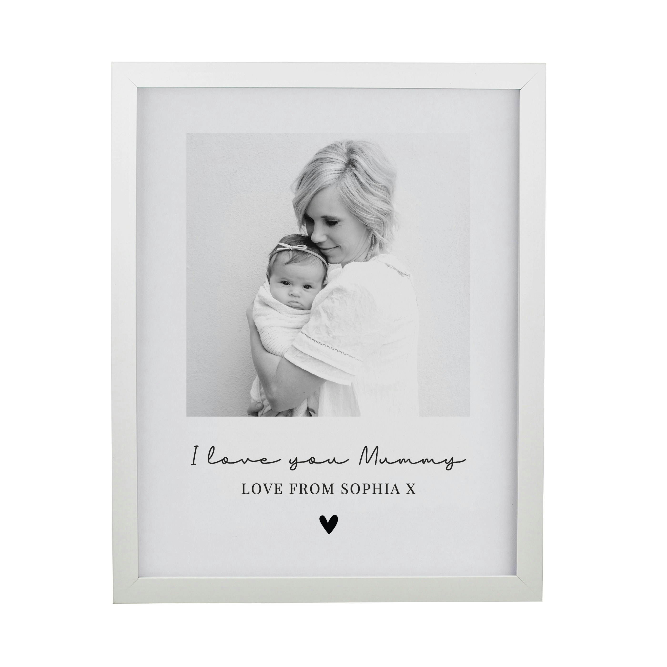 Personalised Memento Company White Personalised Heart Photo Upload Poster Frame