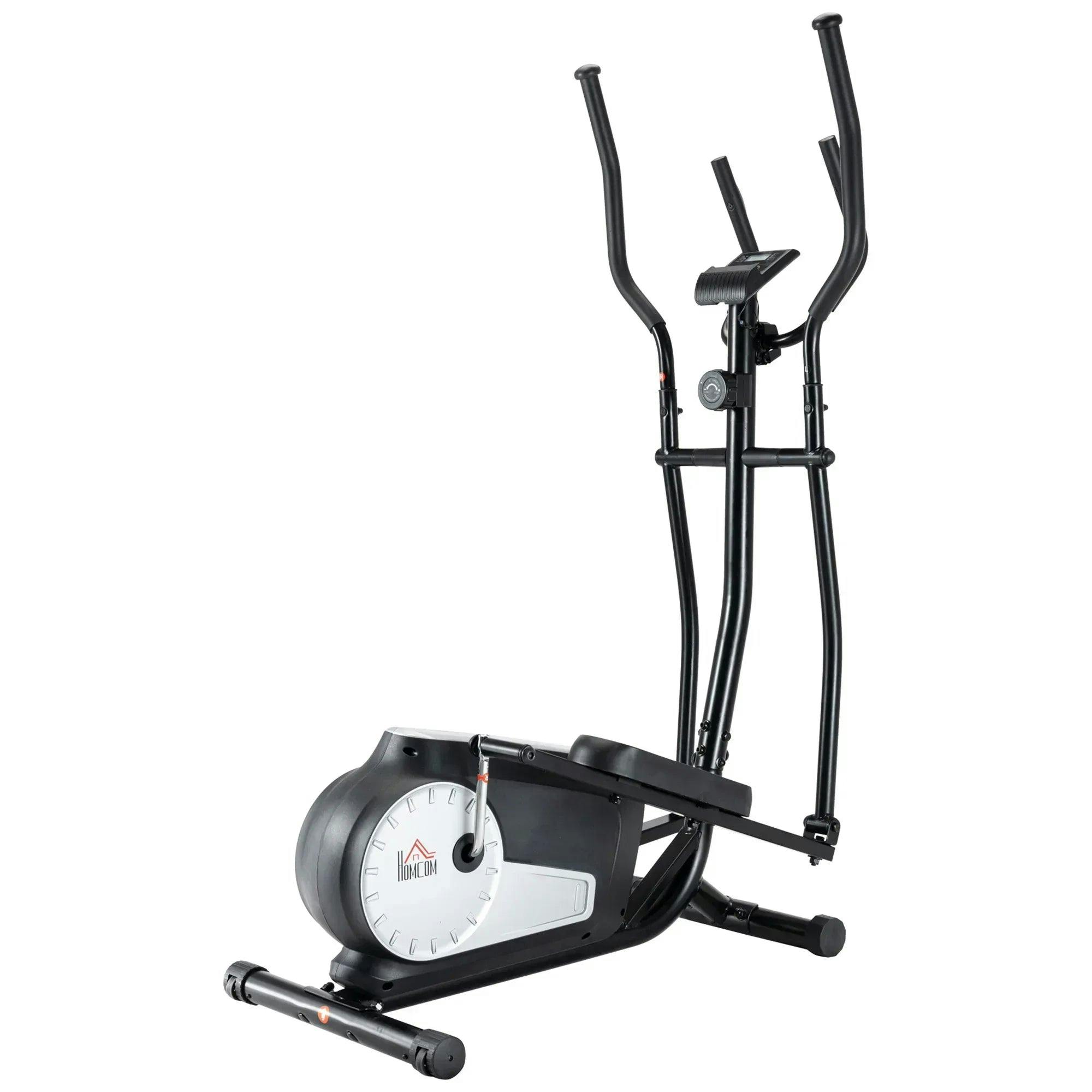 HOMCOM Elliptical Cross Trainer - Black - Adjustable Resistance - LCD Monitor - Wheels - Image 7