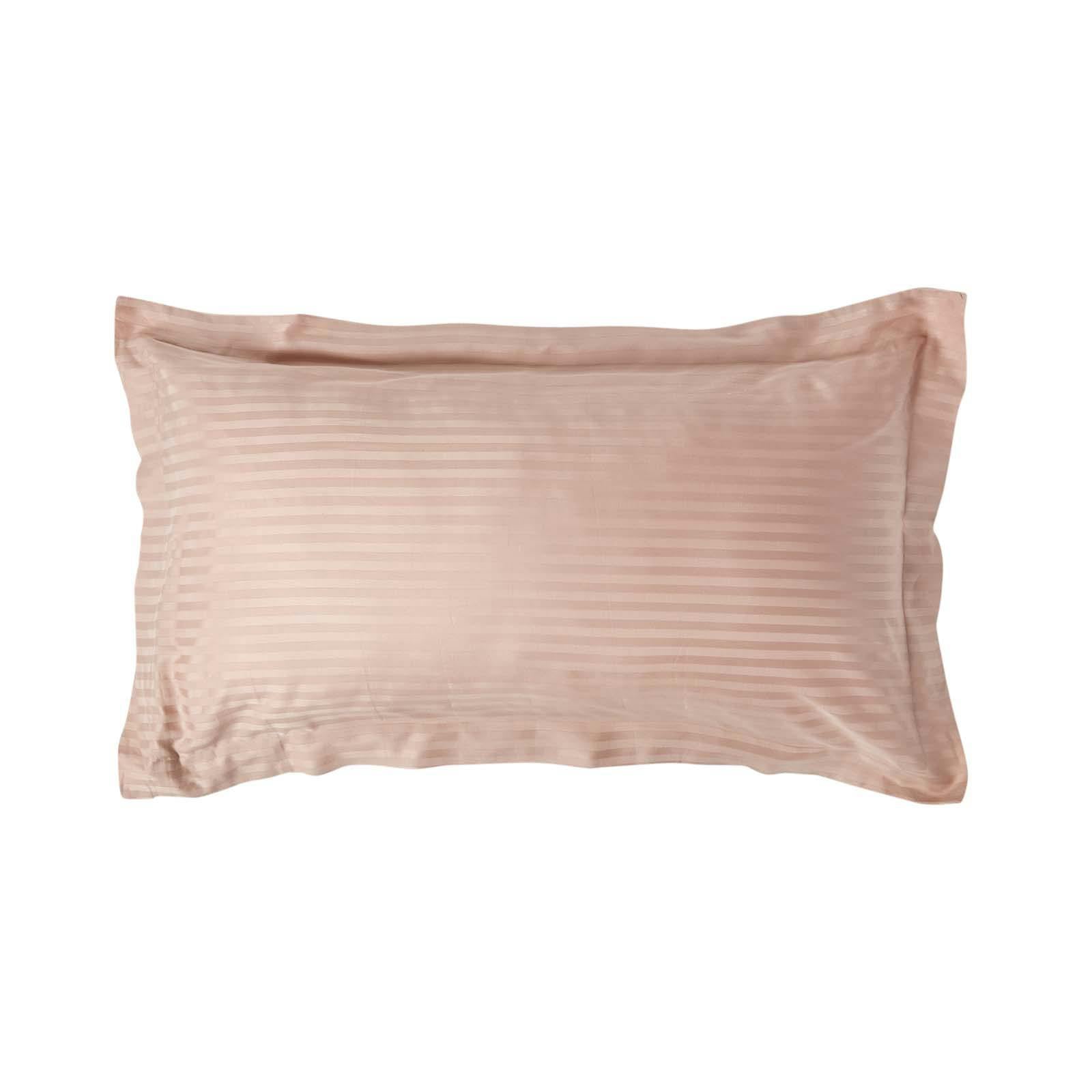 Homescapes Beige Silky 330 Tc Egyptian Cotton Satin Stripe Oxford Pillowcase, King Size - Taupe
