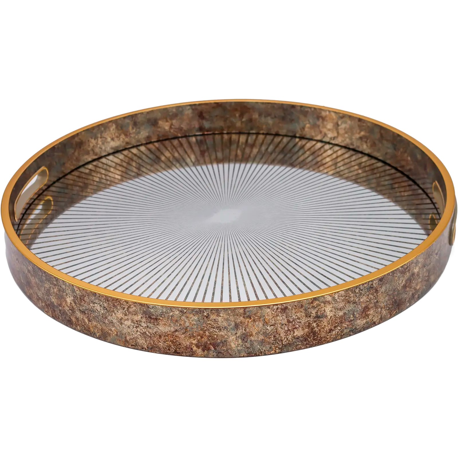 Rackhams Light Round Sunburst Decorative Coffee Table Tray