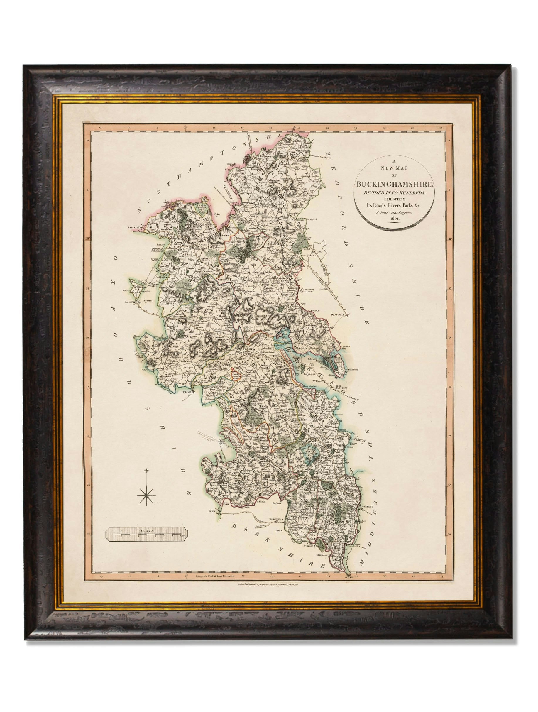 Exceptional Art Black C.1806 County Maps Of England - 84 X 70Cm - Buckinghamshire