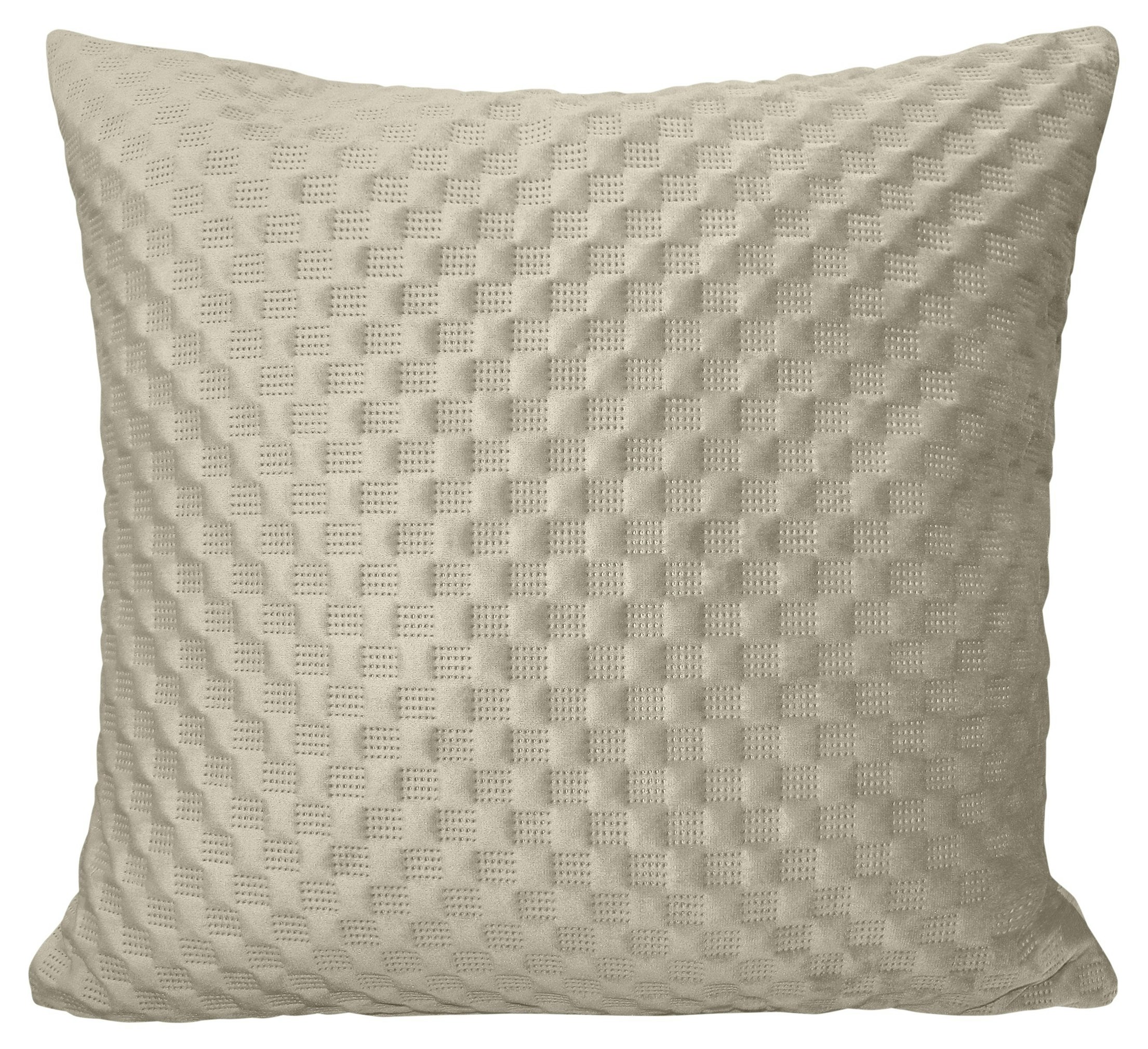 Intimates Light 3D Embossed Checkered Plain Cushion - 43Cm X 43Cm - Latte